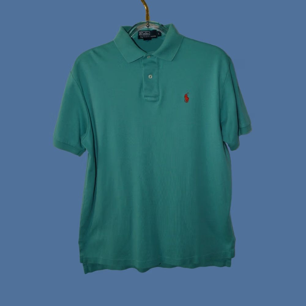 Ralph Lauren VINTAGE Ralph Lauren Polo Polo Shirt Mens Large Teal Blue Cotton Short Sleeve Classic Size US L / EU 52-54 / 3 - 1 Thumbnail