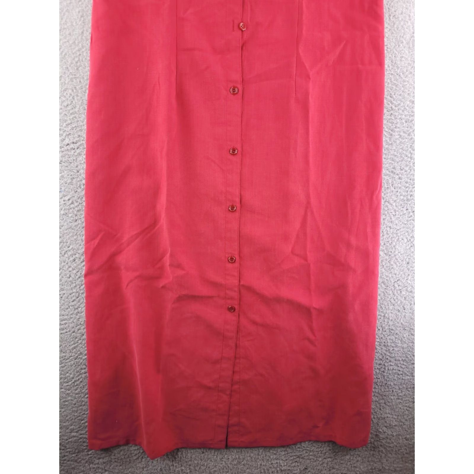 Talbots Talbots Dress Womens 10 Red Long Shirt Button Up Rayon Calf-Ankle Polynosic Pattern Solid Vintage No Size L / US 10 / IT 46 - 5 Thumbnail