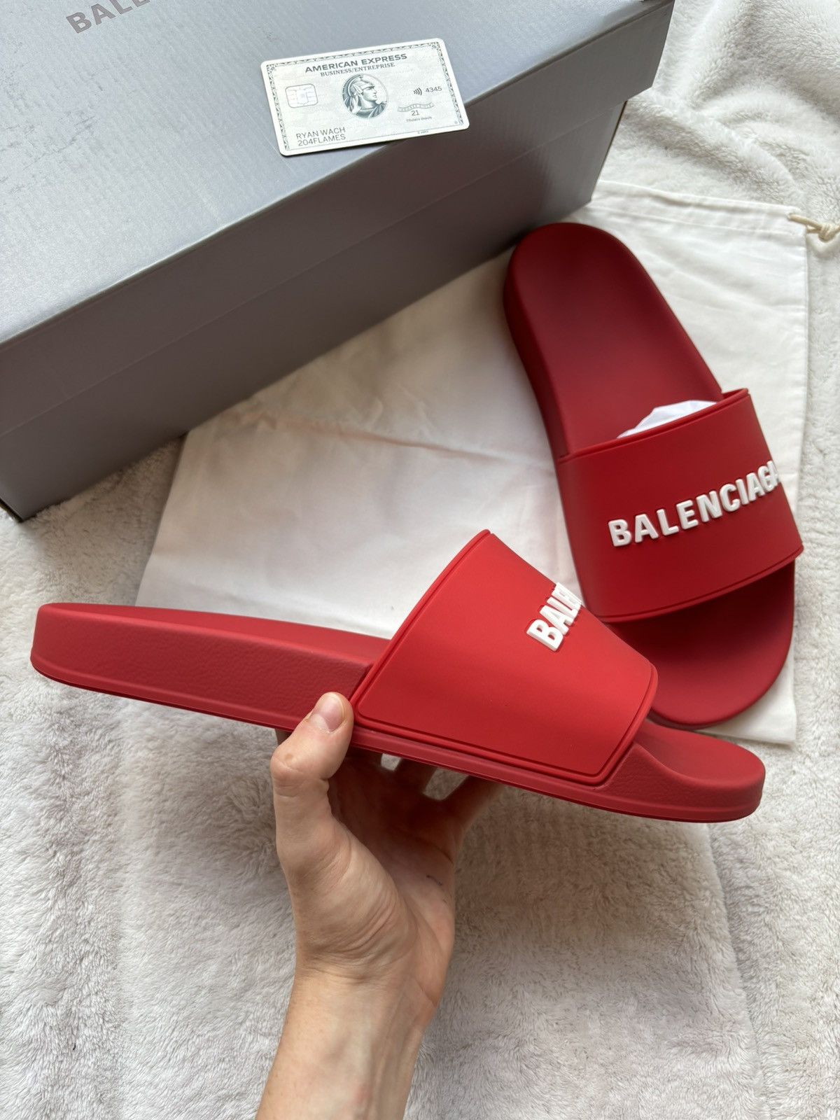 Balenciaga Balenciaga Red Logo Slides Size US 14 / EU 47 - 3 Thumbnail
