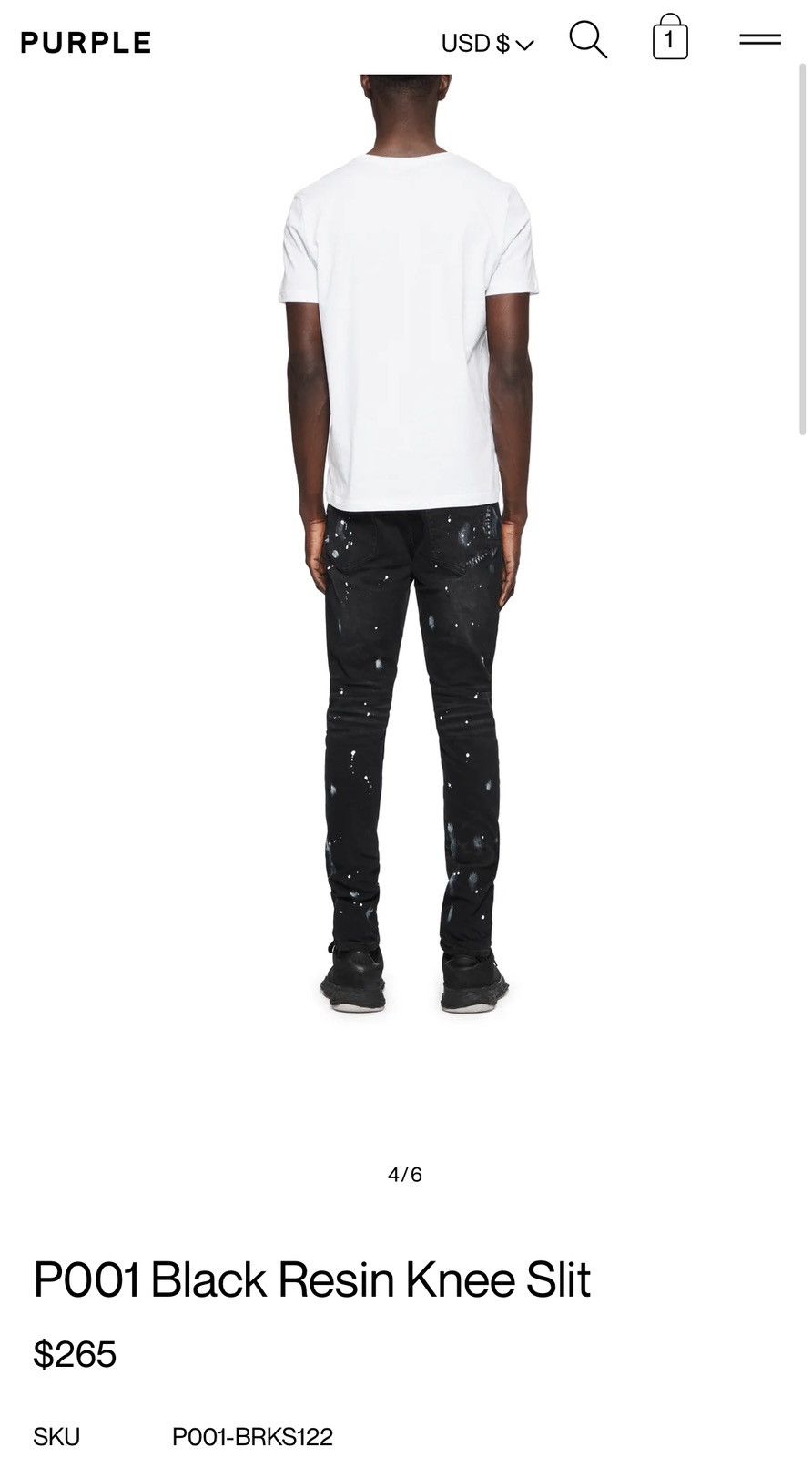 Purple P001 Black Resin Knee Slit Size US 31 - 17 Thumbnail