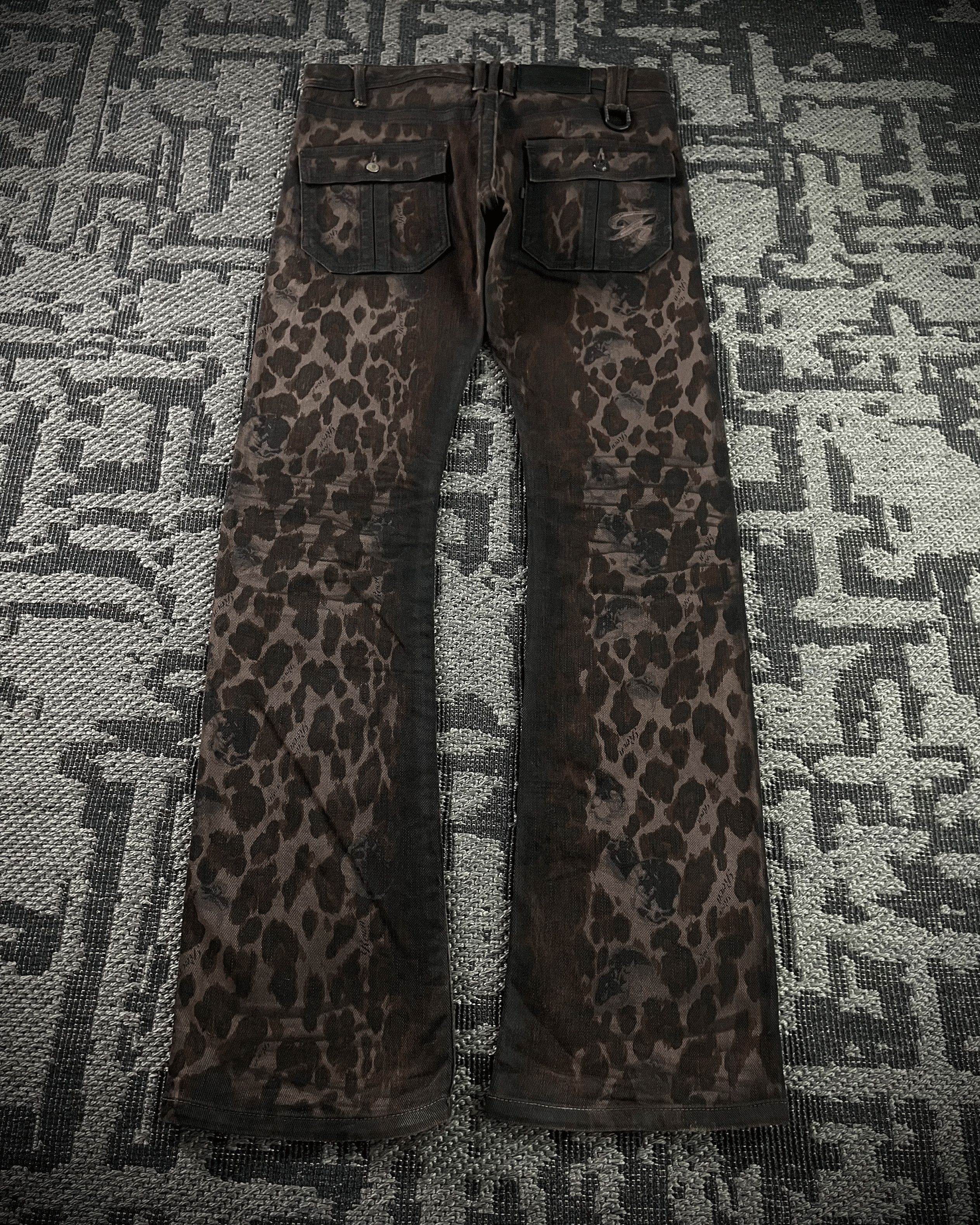 Roen Roen Leopard Waxed Jeans Size US 33 - 8 Thumbnail