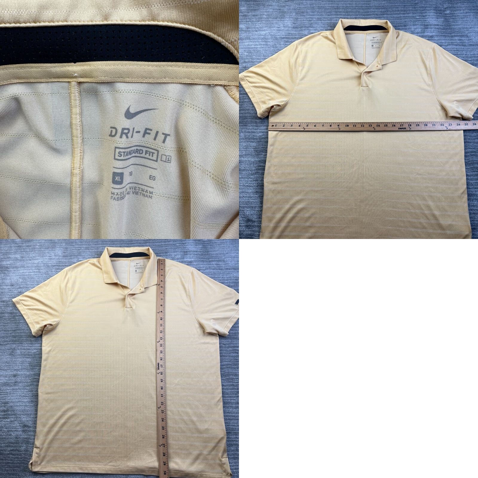 Nike Nike Tiger Woods Polo Mens XL Orange Golf Dri Fit Short Sleeve Collared Spread Striped Polyester Size US XL / EU 56 / 4 - 8 Thumbnail