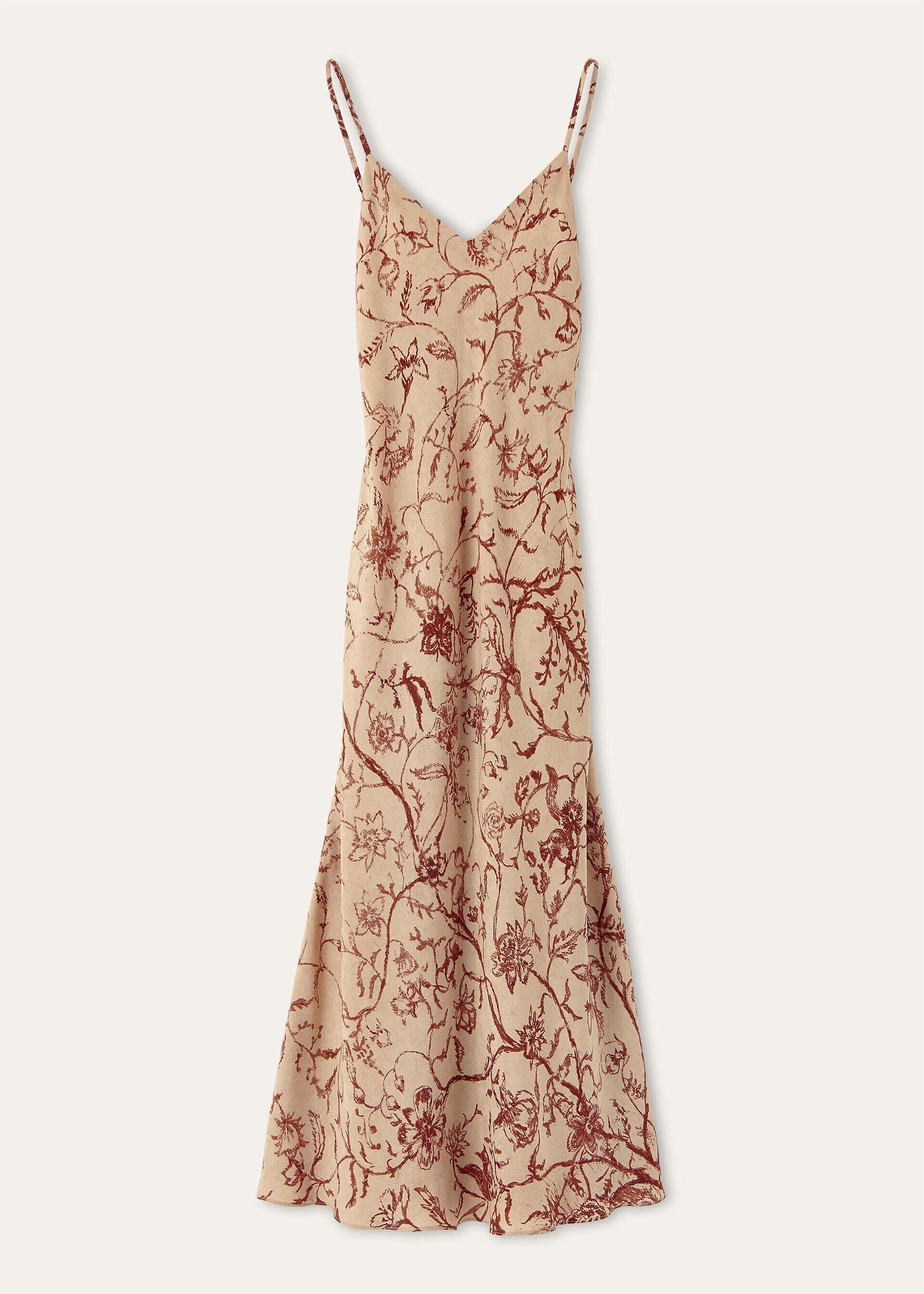Loro Piana os11x0326 FAR0263 Marian Dress in Beige/Bordeaux Size L / US 10 / IT 46 - 1 Thumbnail