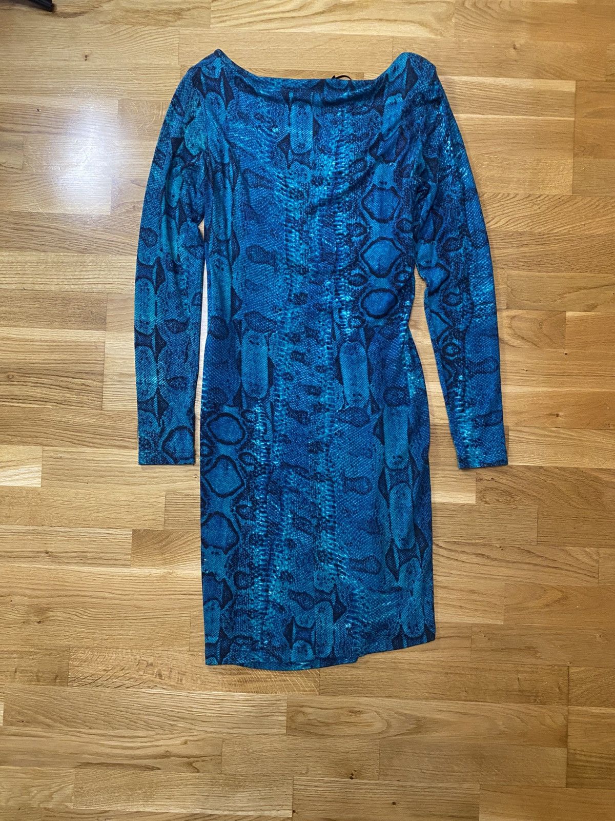 Roberto Cavalli Roberto Cavalli Blue Snake Print Midi Dress GoldSize M Italy Size M / US 6-8 / IT 42-44 - 7 Thumbnail