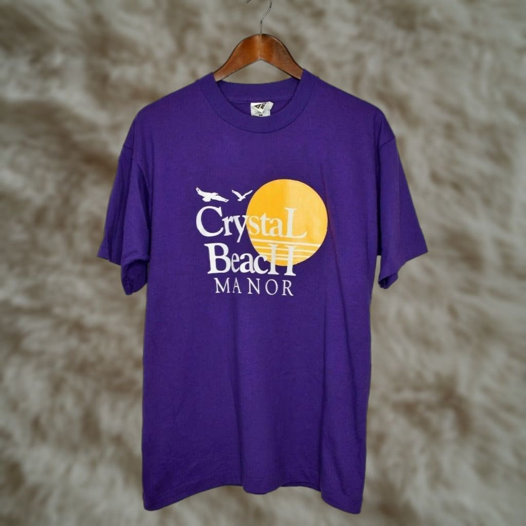Fruit Of The Loom VINTAGE Fruit of the Loom Crystal Beach Manor Maryland T-Shirt Short Sleeve Purple S Adults Unisex Crew Neck Graphic Print Vintage Size US S / EU 44-46 / 1 - 1 Thumbnail