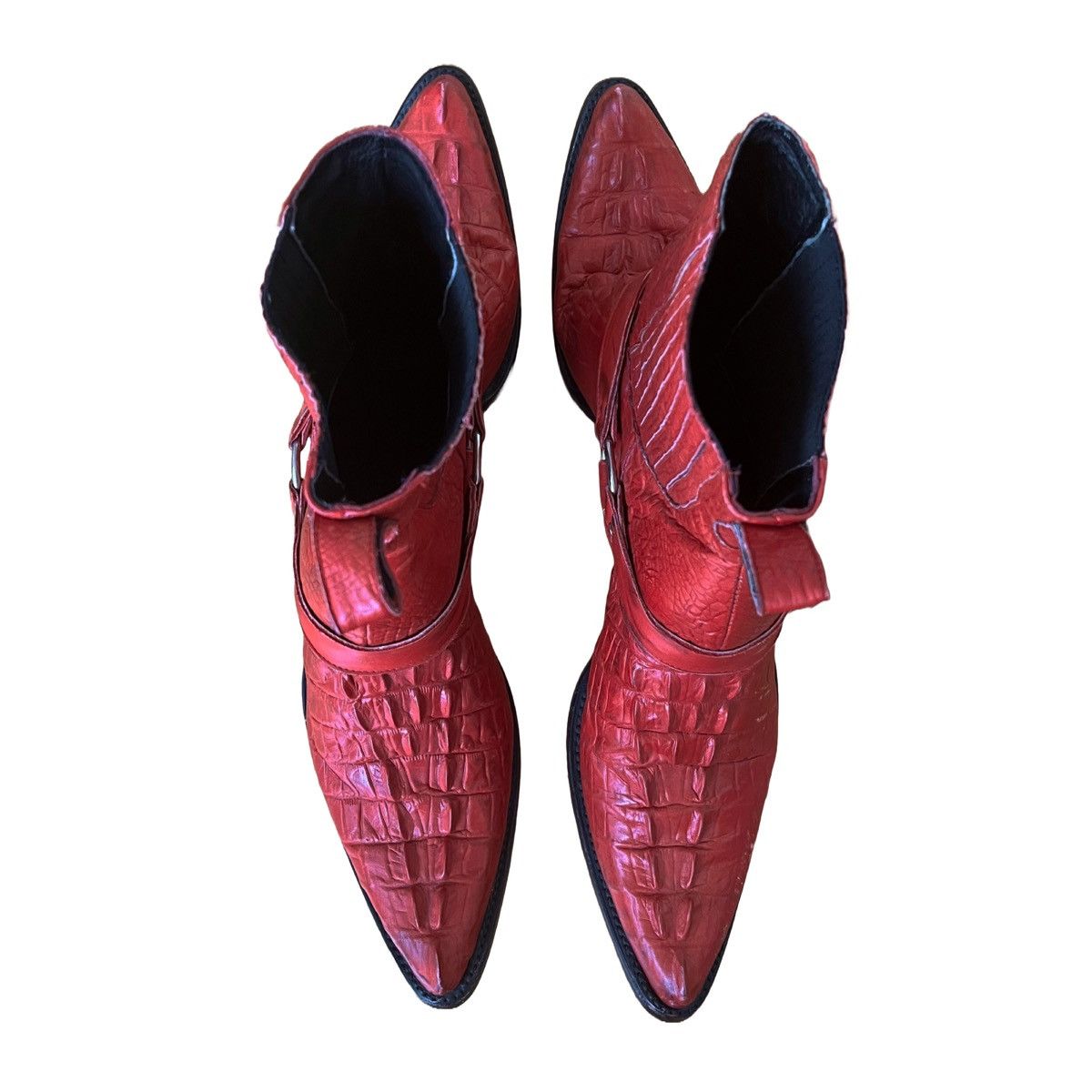 Hood By Air HBA SS 2017 Double Faced Red Croc effect Cowboy Boots Size US 9 / EU 42 - 5 Thumbnail