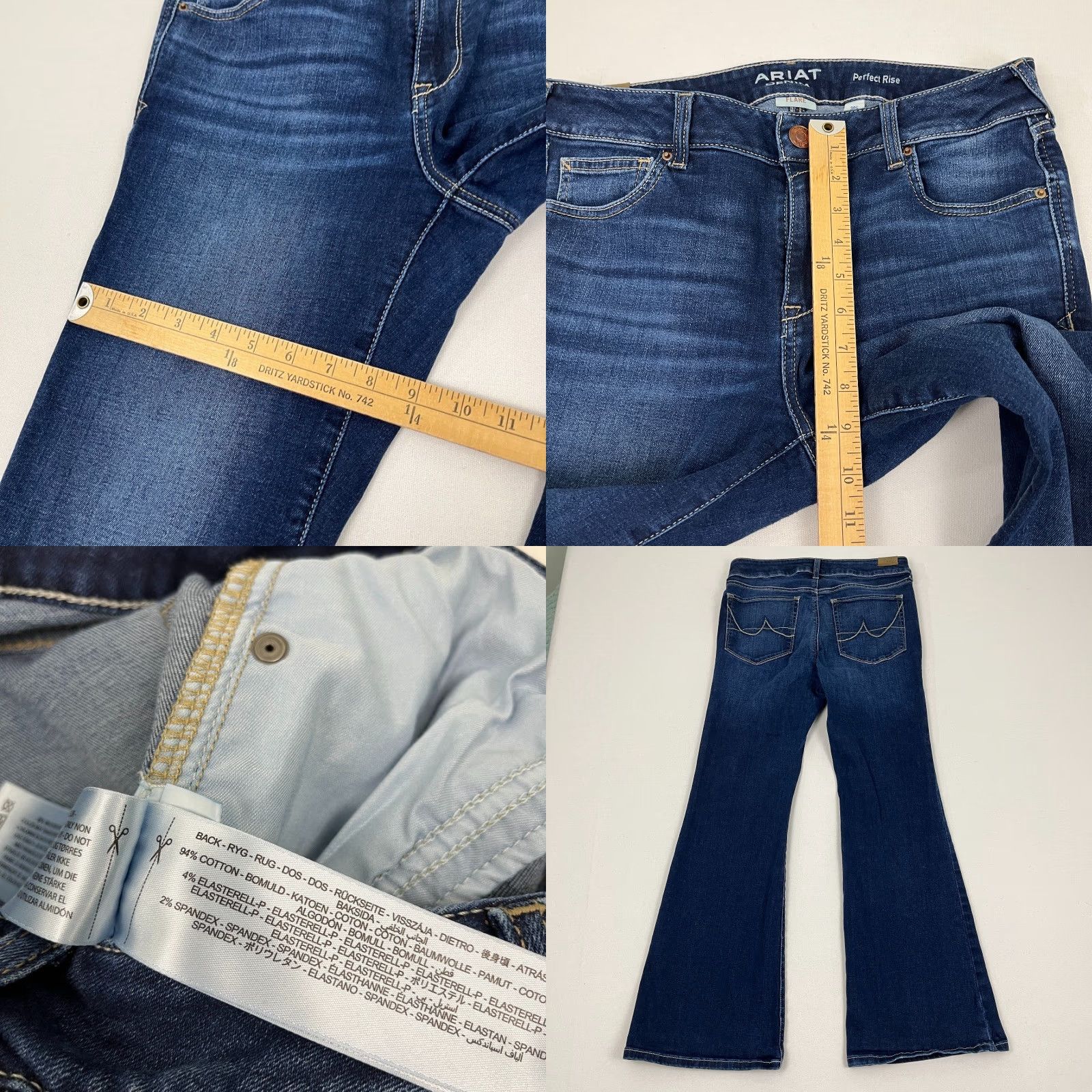 Ariat Ariat Flare Jeans Womens 30S W30 L30 Dark Blue Denim Perfect Rise Cowgirl Rodeo Jeans Size 30" / US 8 / IT 44 - 8 Thumbnail
