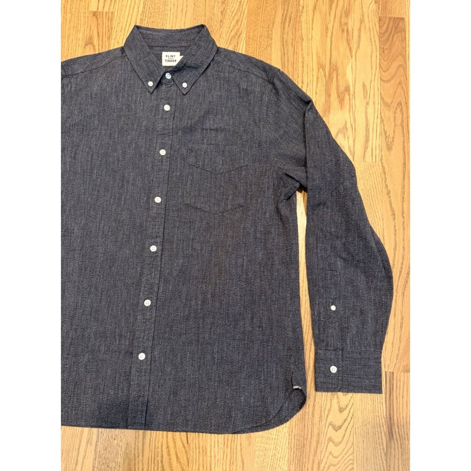 Flint And Tinder Flint & Tinder Shirt Selvedge Architect Shirt Men’s Large Marled Charcoal Slim Size US M / EU 48-50 / 2 - 6 Thumbnail