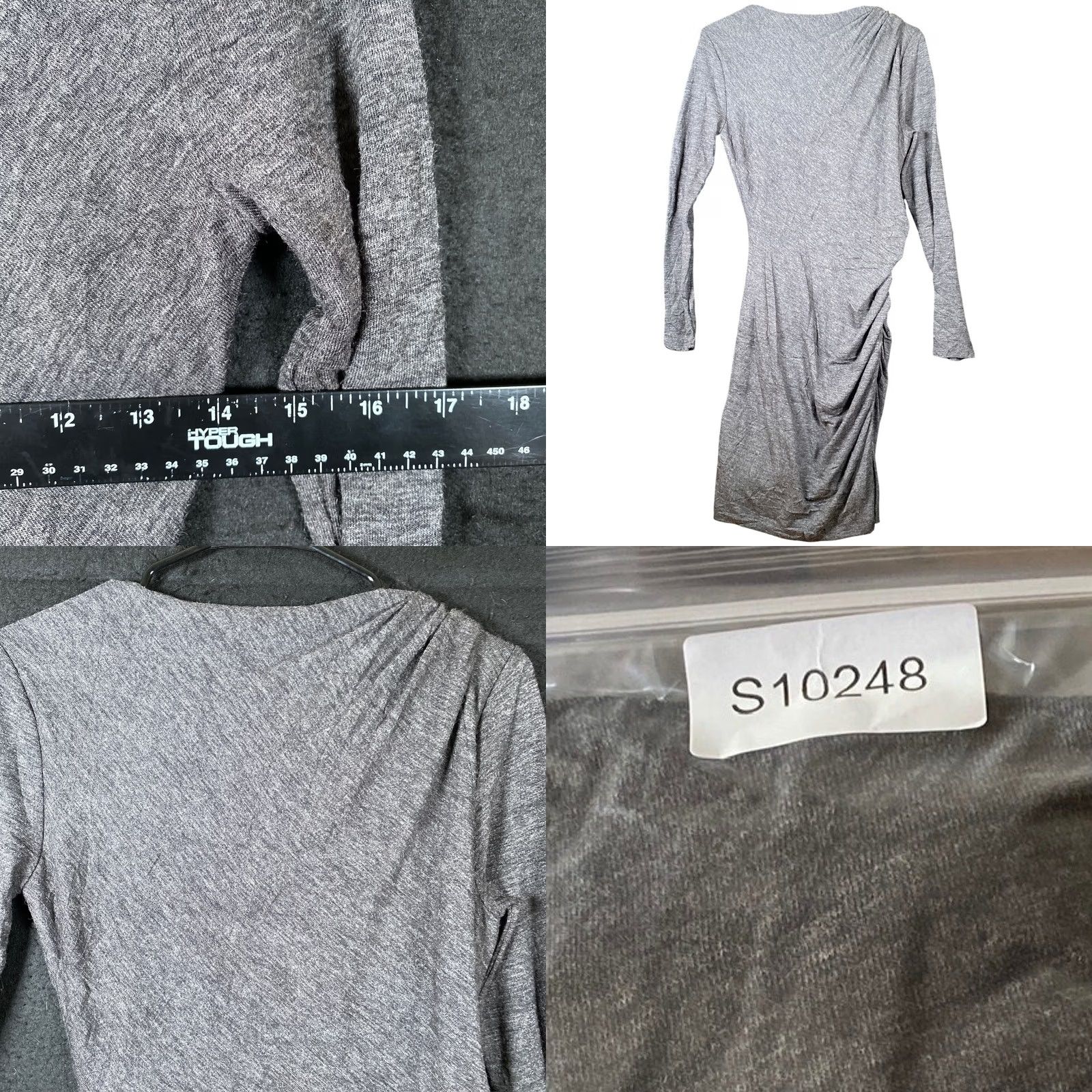 Banana Republic Banana Republic Dress Gray Ruched Round Neck Long Sleeve Stretch S Women Clothes Casual Workwear Size S / US 4 / IT 40 - 8 Thumbnail