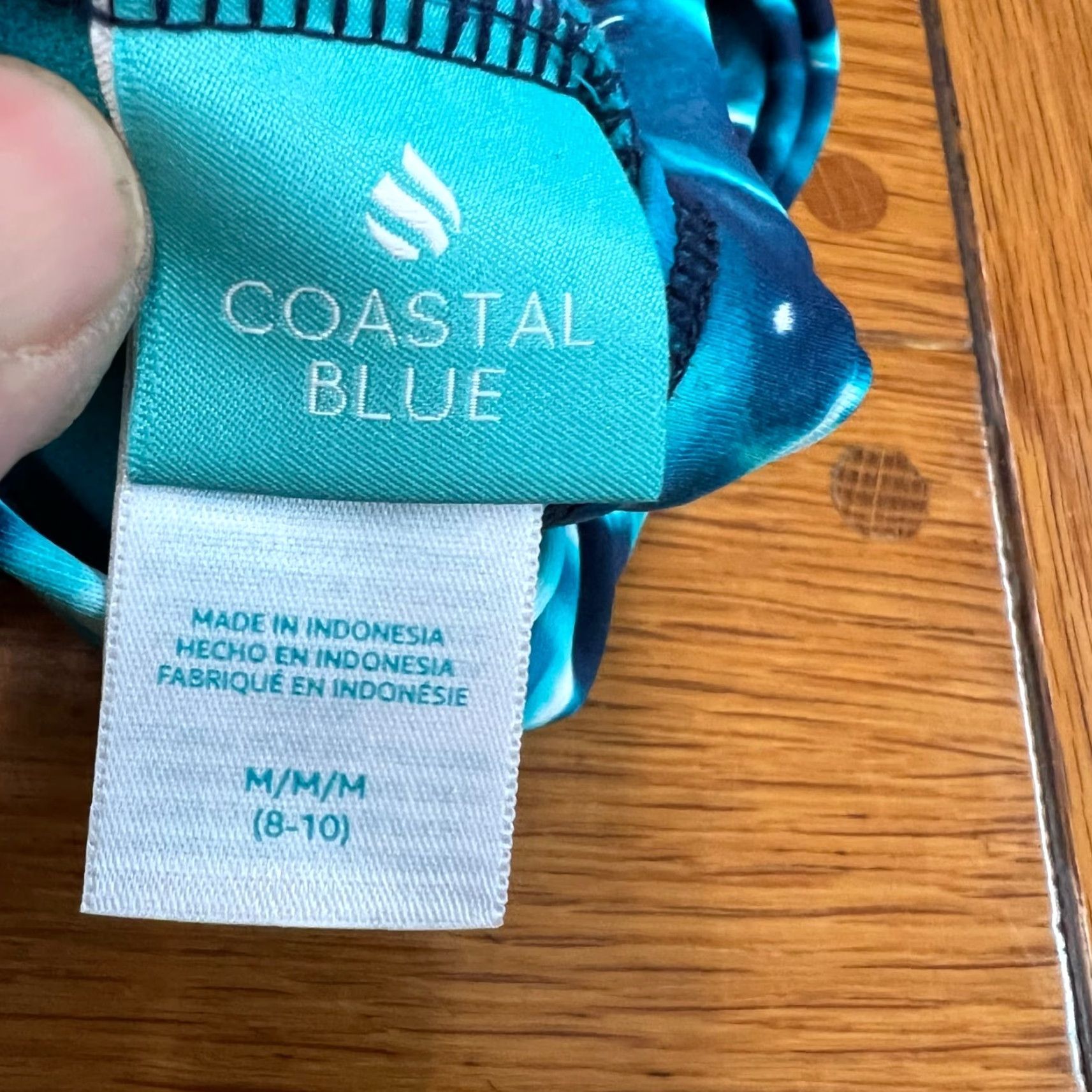 Vintage Coastal Bikini Top Womens M Blue Twist Front Adjustable Padded Spaghetti Strap Swimwear Beach Size M / US 6-8 / IT 42-44 - 4 Thumbnail