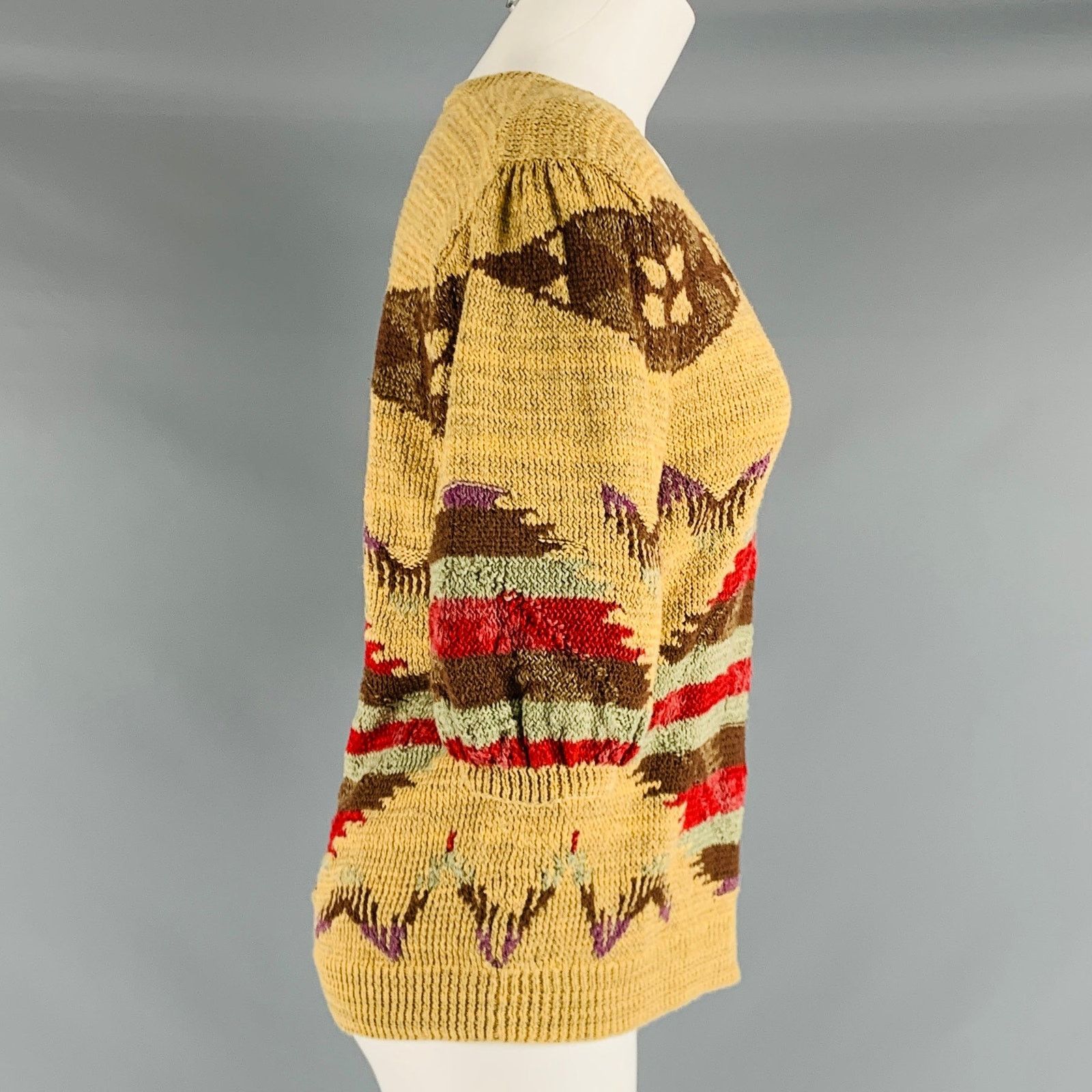 Ralph Lauren Size L Multi-Color Linen Blend Knitted V-Neck Casual Top Size L / US 10 / IT 46 - 2 Thumbnail