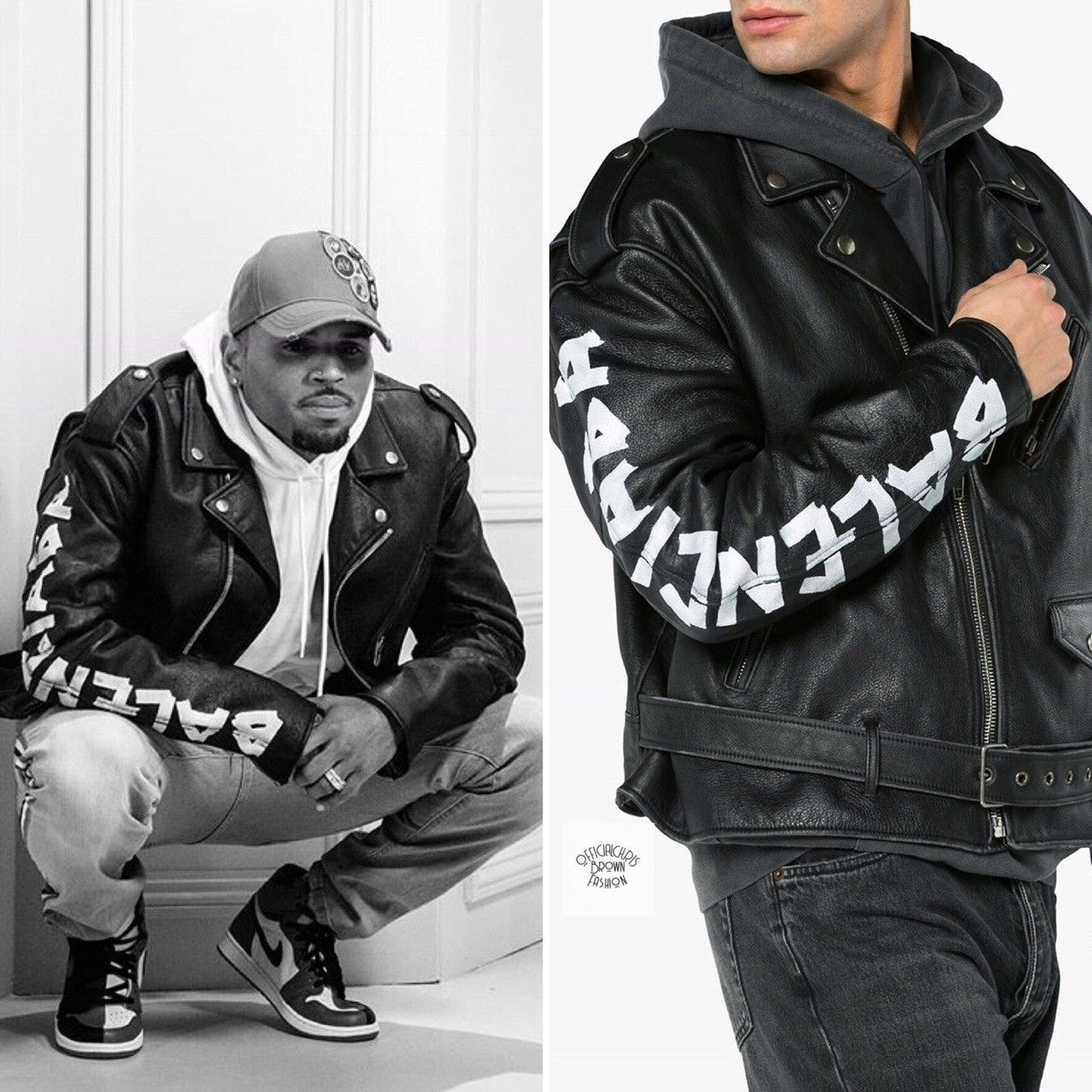 Balenciaga Balenciaga Painted Leather Biker Jacket Size US L / EU 52-54 / 3 - 4 Thumbnail