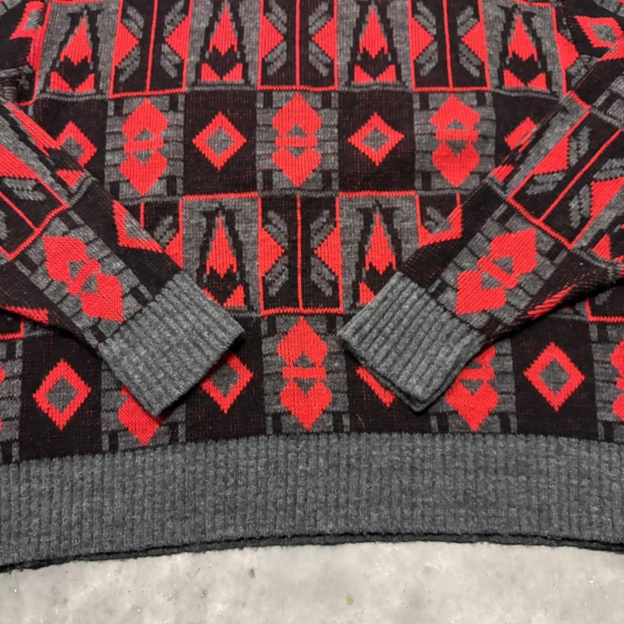 Japanese Brand × Vintage Crazy Vintage 90s Red 3D Knit Pattern Coogi Style Sweater! Size US L / EU 52-54 / 3 - 5 Thumbnail