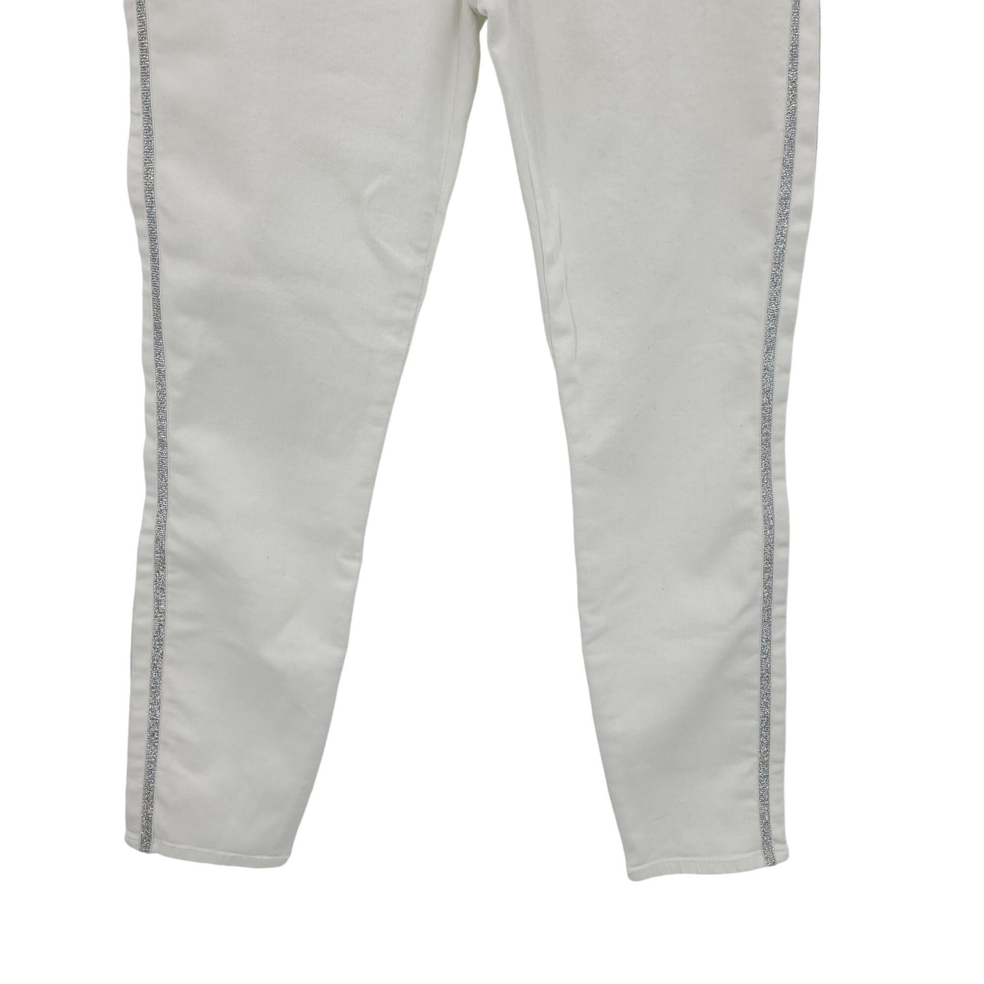 7 For All Mankind 7 For All Man Kind High-Rise White Skinny Jeans 30 Silver Si Size 30" / US 8 / IT 44 - 8 Thumbnail