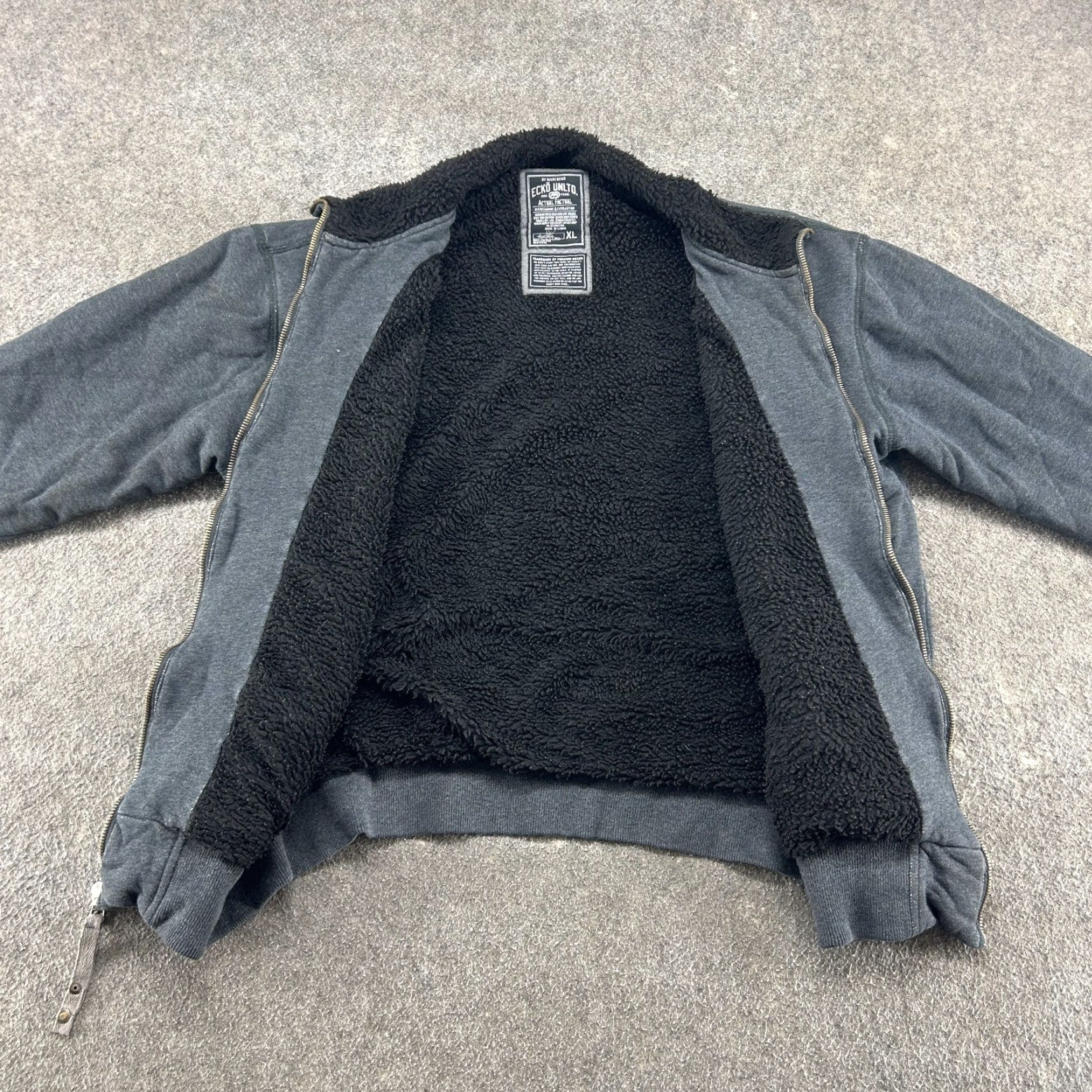 Ecko Unltd. VINTAGE Ecko Unltd Jacket Men XL Grey Full Zip Mock Neck Sherpa Fleece Lined 90s Cars Zipper Logo Sweatshirt Size US XL / EU 56 / 4 - 6 Thumbnail