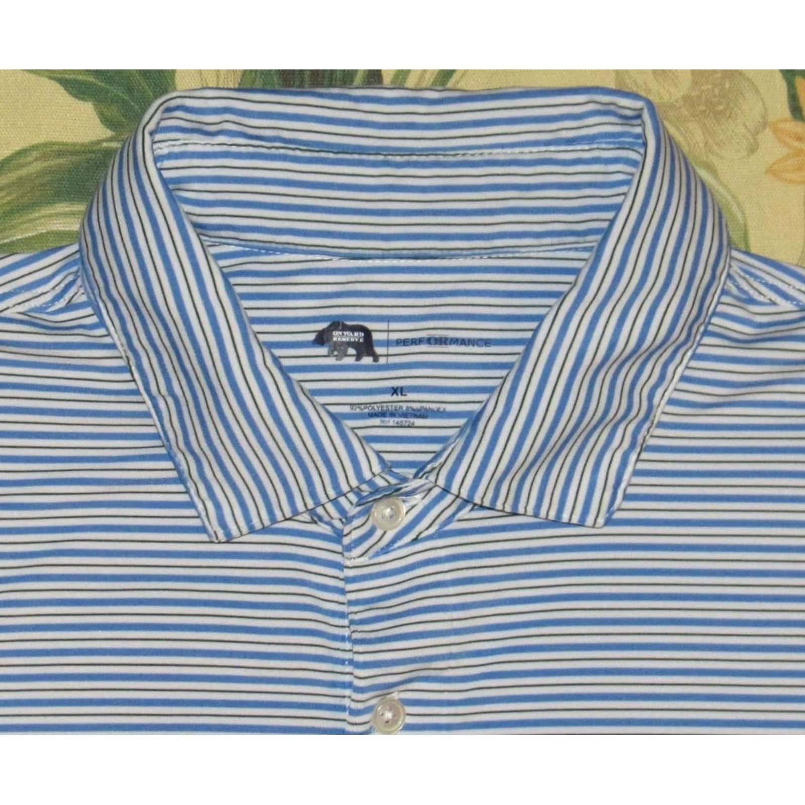 Vintage ONWARD RESERVE Performance Blue Striped Short Sleeve Polo Shirt XL Mens Polo Size US XL / EU 56 / 4 - 2 Thumbnail