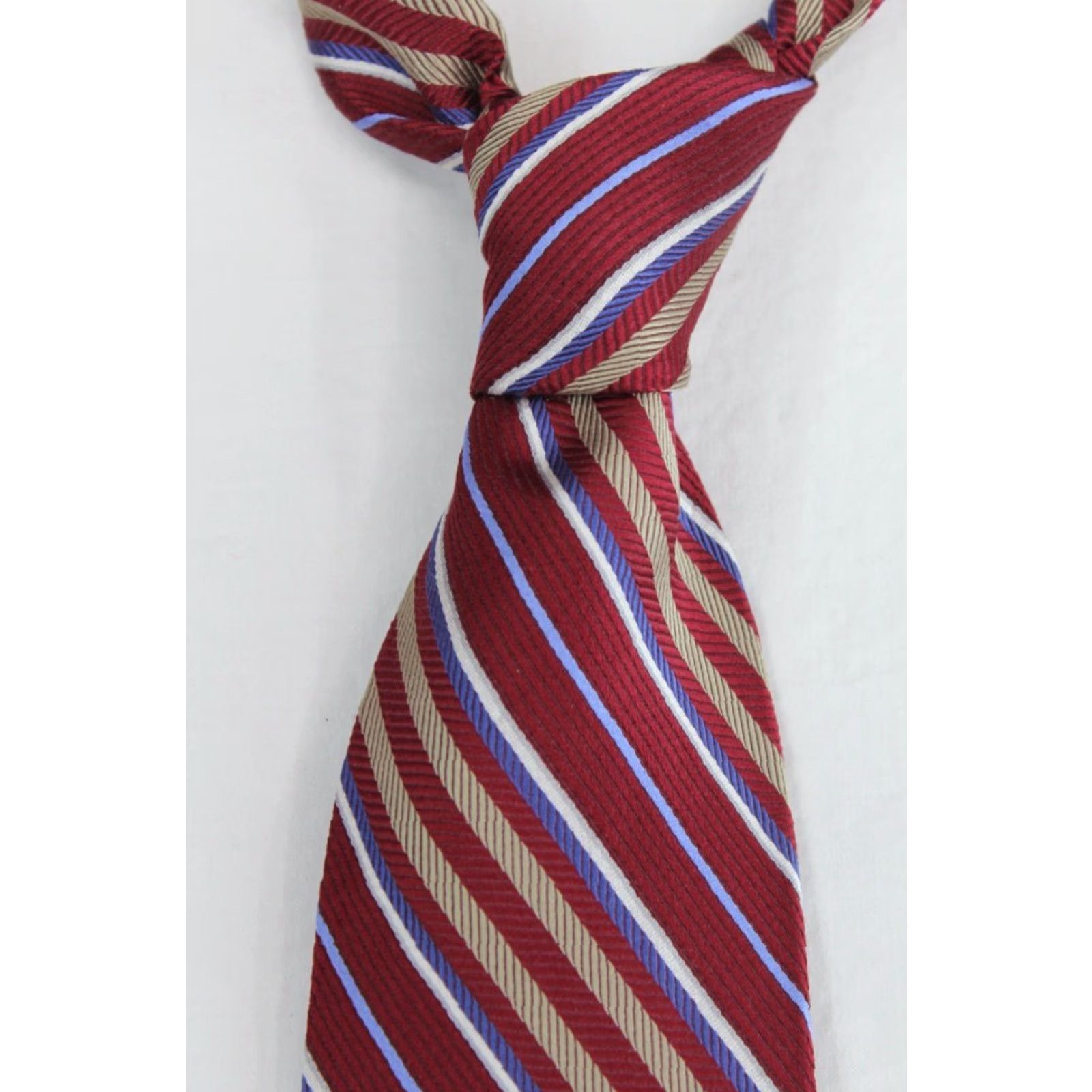 Robert Talbott Chelsea Talbott Robert Talbott Chelsea Necktie Men Silk Red Blue Stripes Designer USA 59" Long 4" Wide Size ONE SIZE - 5 Thumbnail