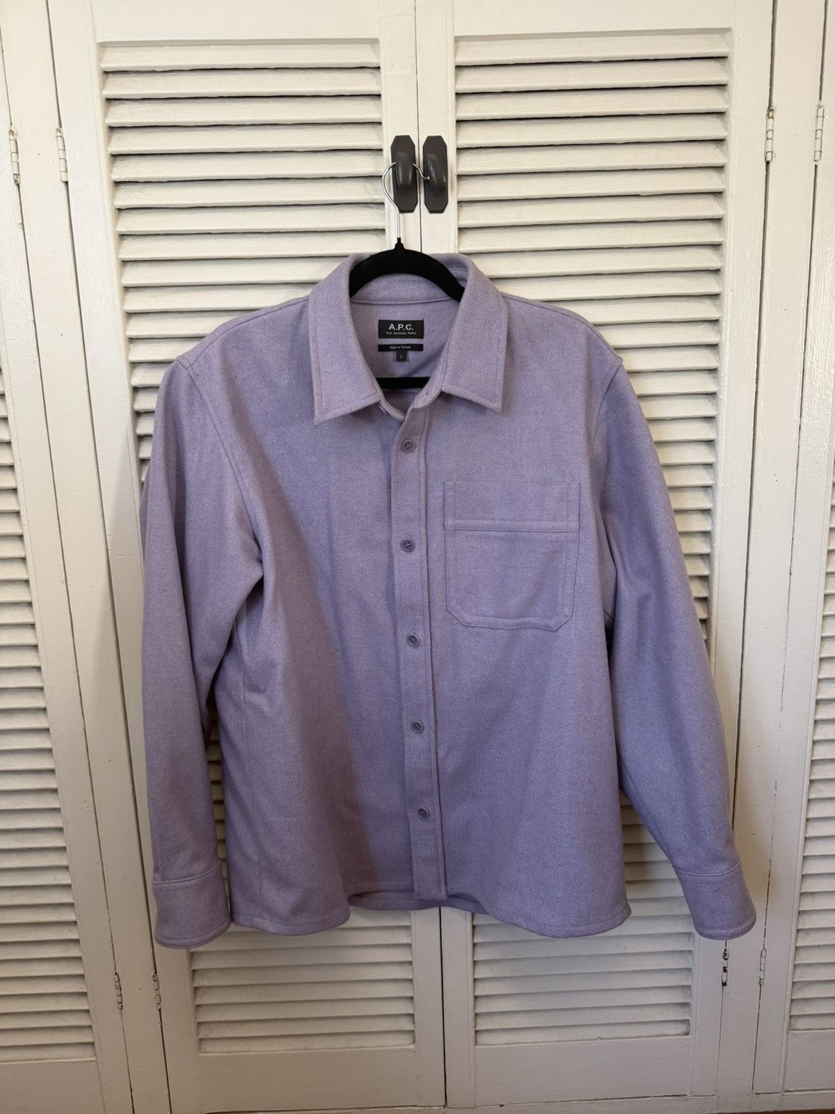 A.P.C. Lavender Wool Shirtjacket Size US L / EU 52-54 / 3 - 1 Thumbnail