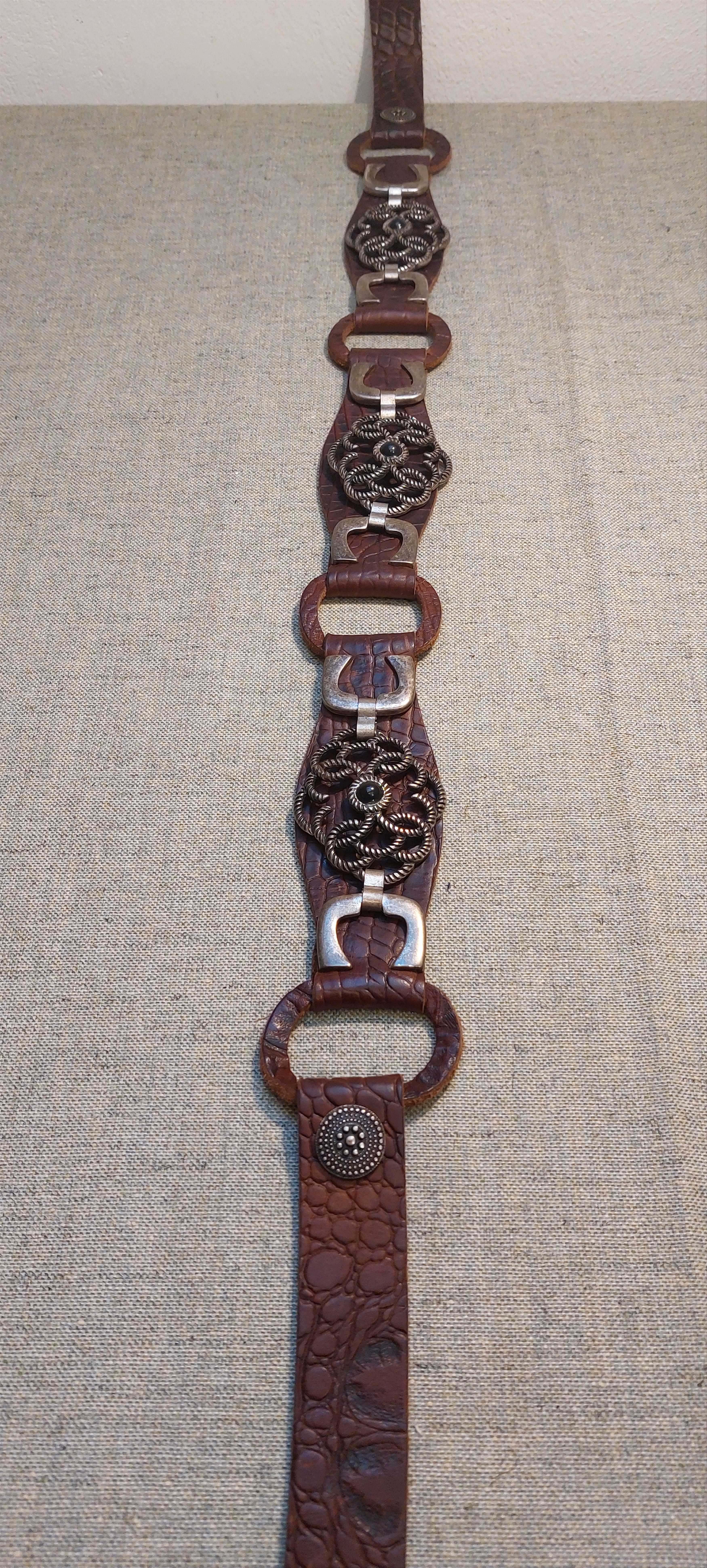 Vintage Vintage Western Leather Belt w/ Metal Rosette Accents Size ONE SIZE - 7 Thumbnail