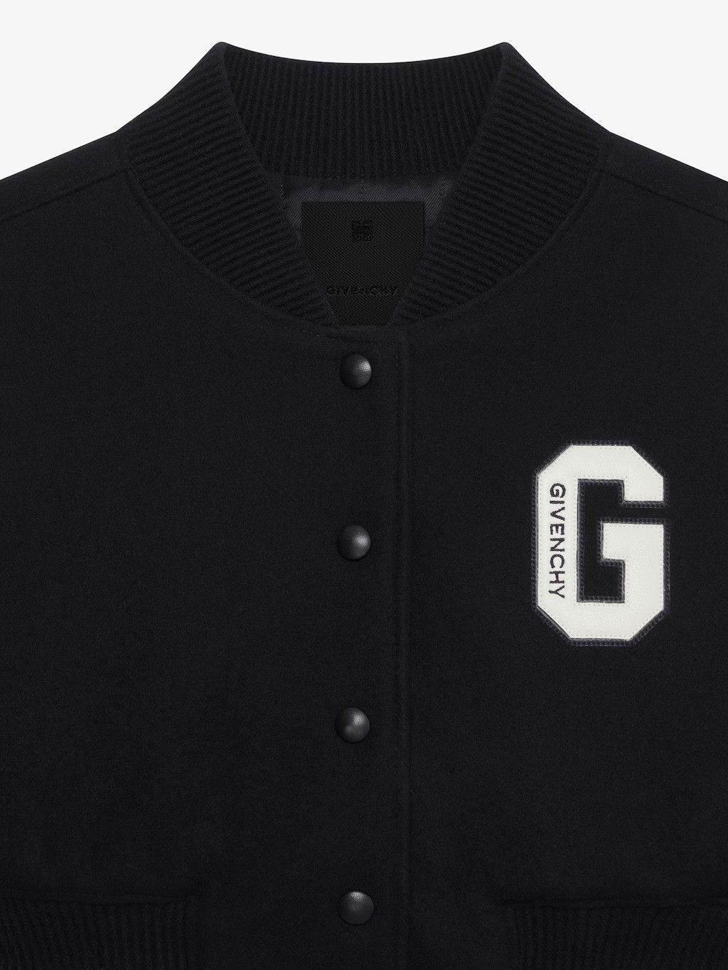 Givenchy o1srvl11e0125 College Cropped Varsity Jacket in Black/White Size XL / US 12-14 / IT 48-50 - 3 Thumbnail