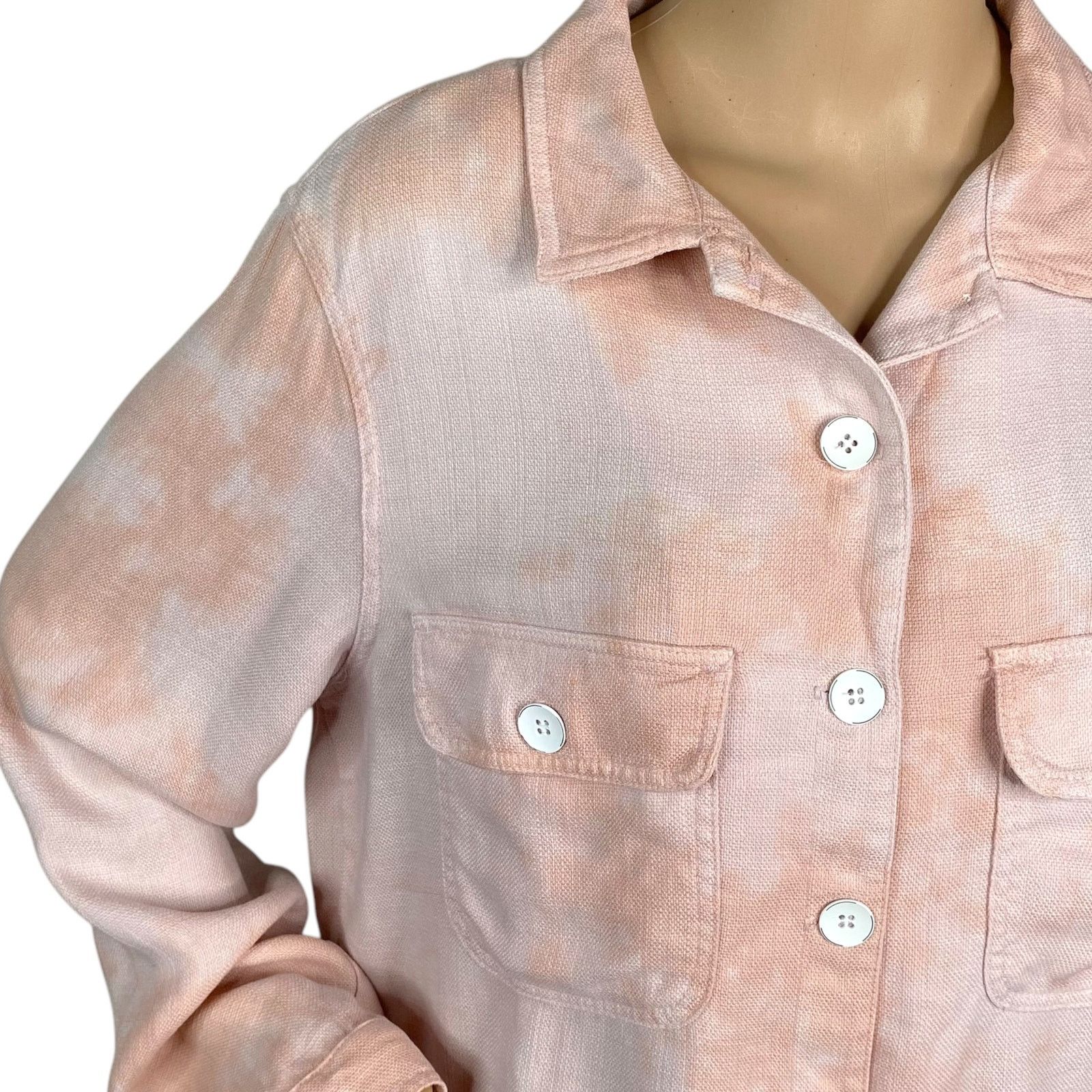 Bella Dahl Bella Dahl Pink Tie Dye Button Up Tencel Jacket Coat SZ L Size L / US 10 / IT 46 - 2 Thumbnail