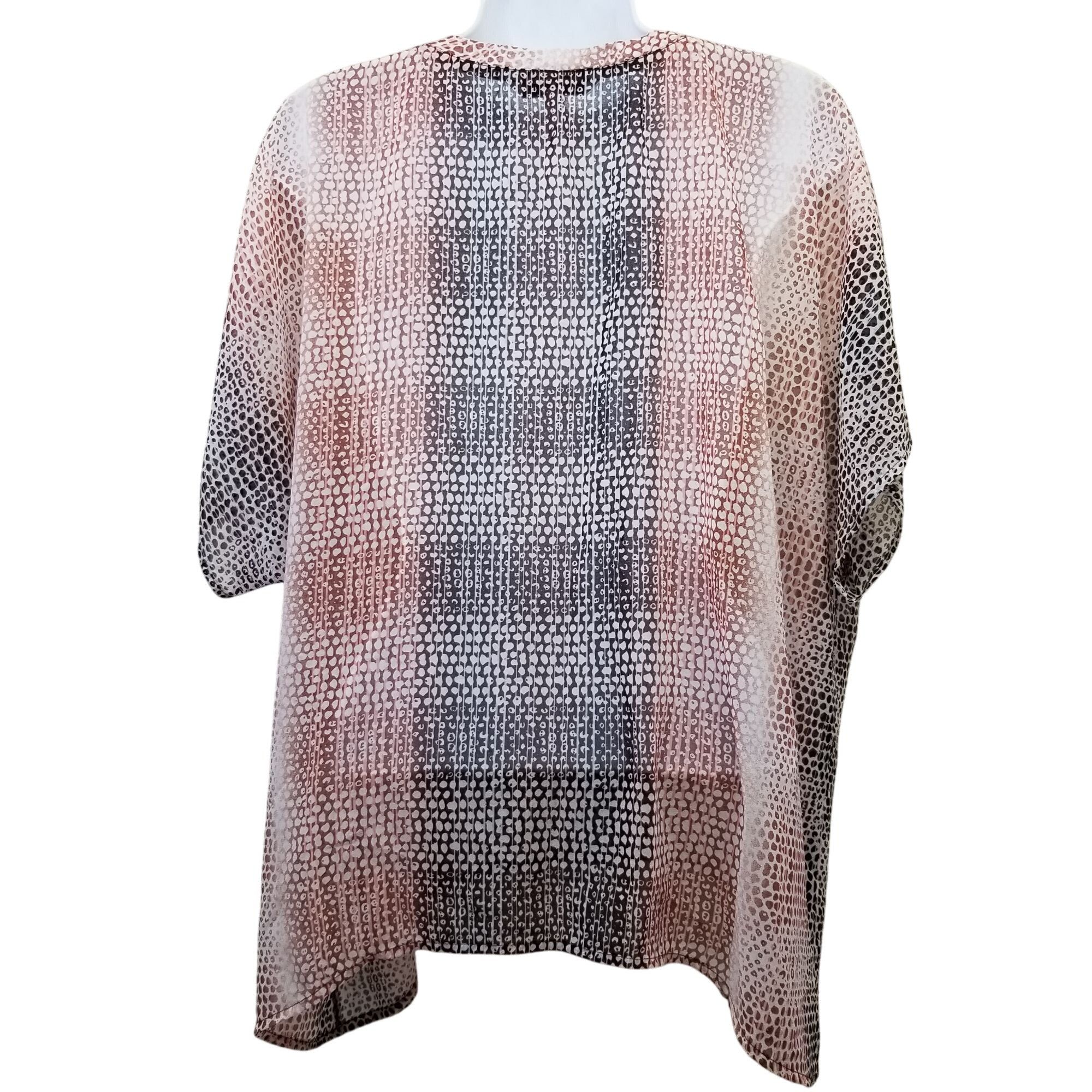 Other CAbi S Pink Brown Geometric Sheer Top 240 Oversized Snakeski Size S / US 4 / IT 40 - 3 Thumbnail