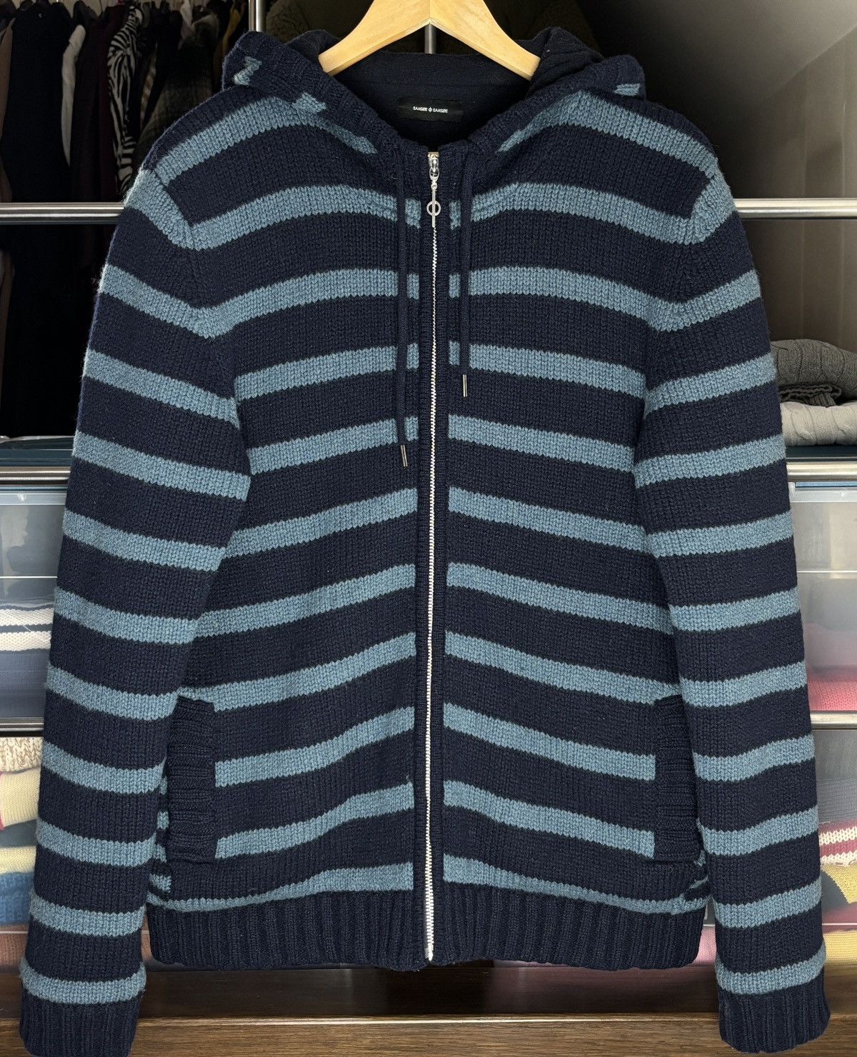 Samsoe Samsoe Samsoe Samsoe Knitted Shetland Wool Zip Up Hoodie Jacket Size US XXL / EU 58 / 5 - 1 Thumbnail