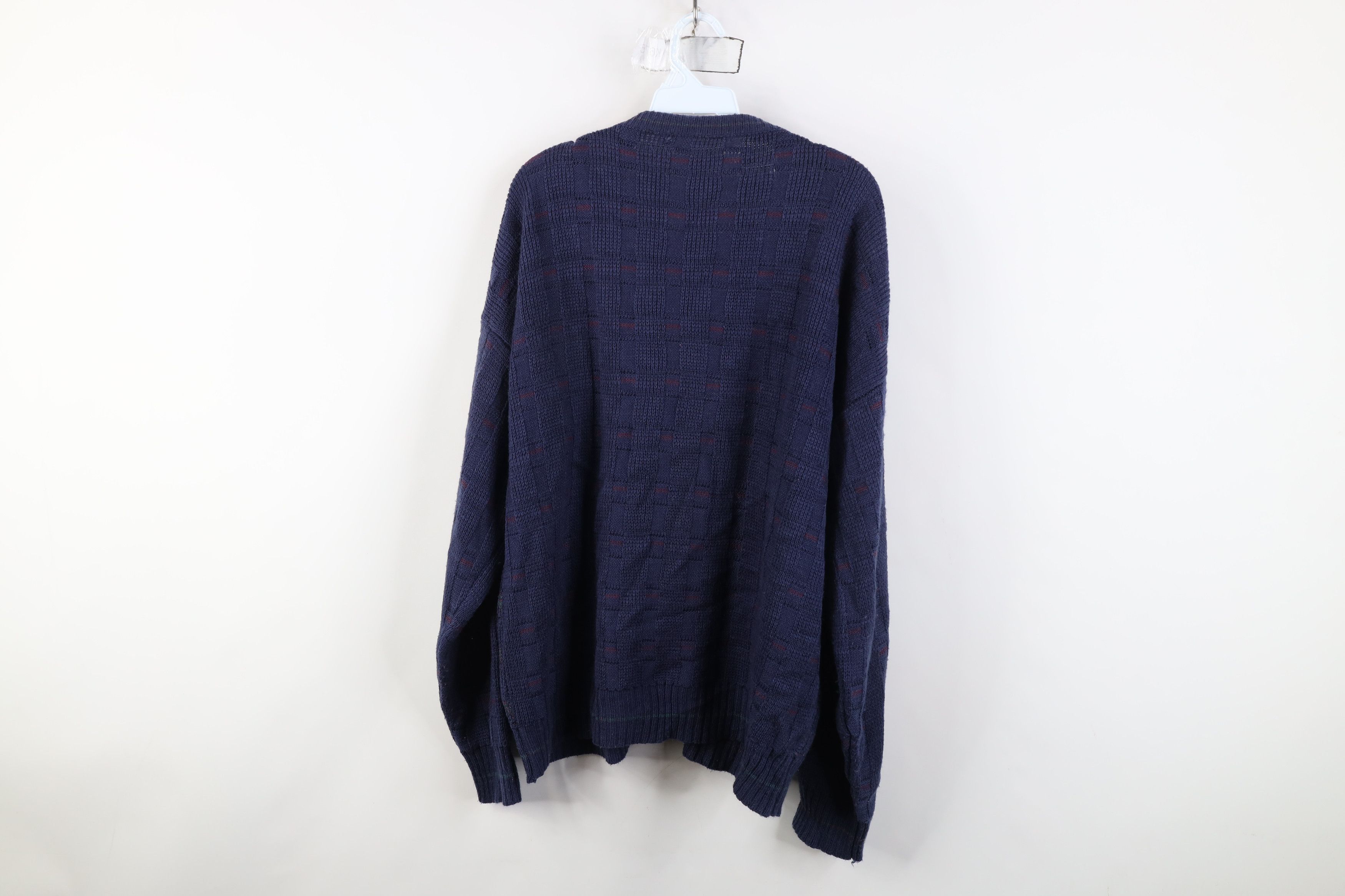 Vintage Vintage 90s Streetwear Geometric Knit Cardigan Sweater Size US XL / EU 56 / 4 - 10 Thumbnail