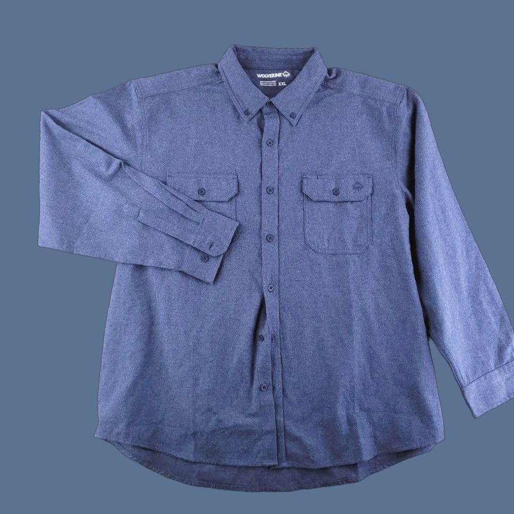Vintage Wolverine Shirt Mens 2XL Blue Flannel Long Sleeve Button Cotton Size US XXL / EU 58 / 5 - 1 Thumbnail