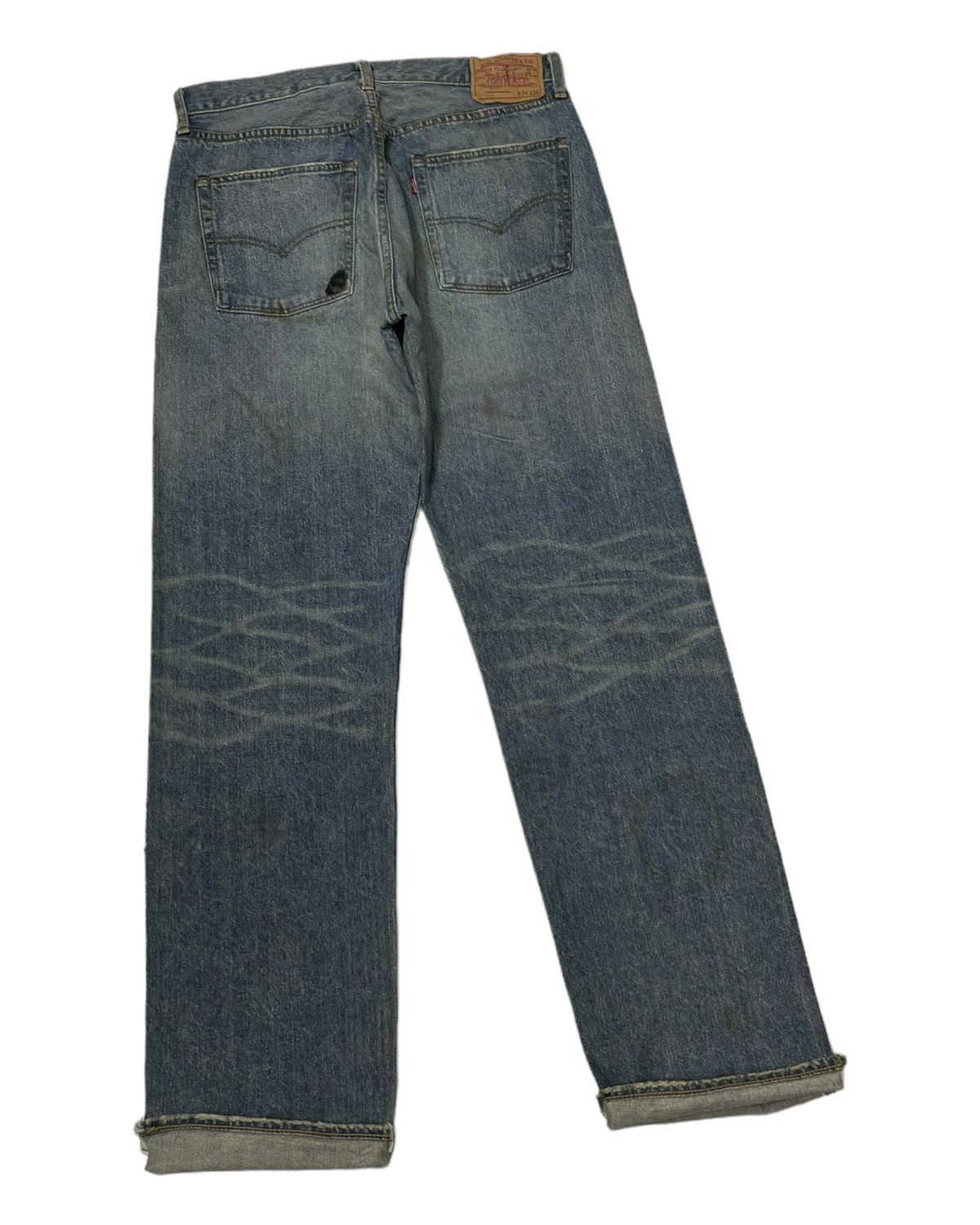 Levi's LEVIS 501 SELVEDGE DISTRESSED DENIM JEANS Size US 32 / EU 48 - 10 Thumbnail