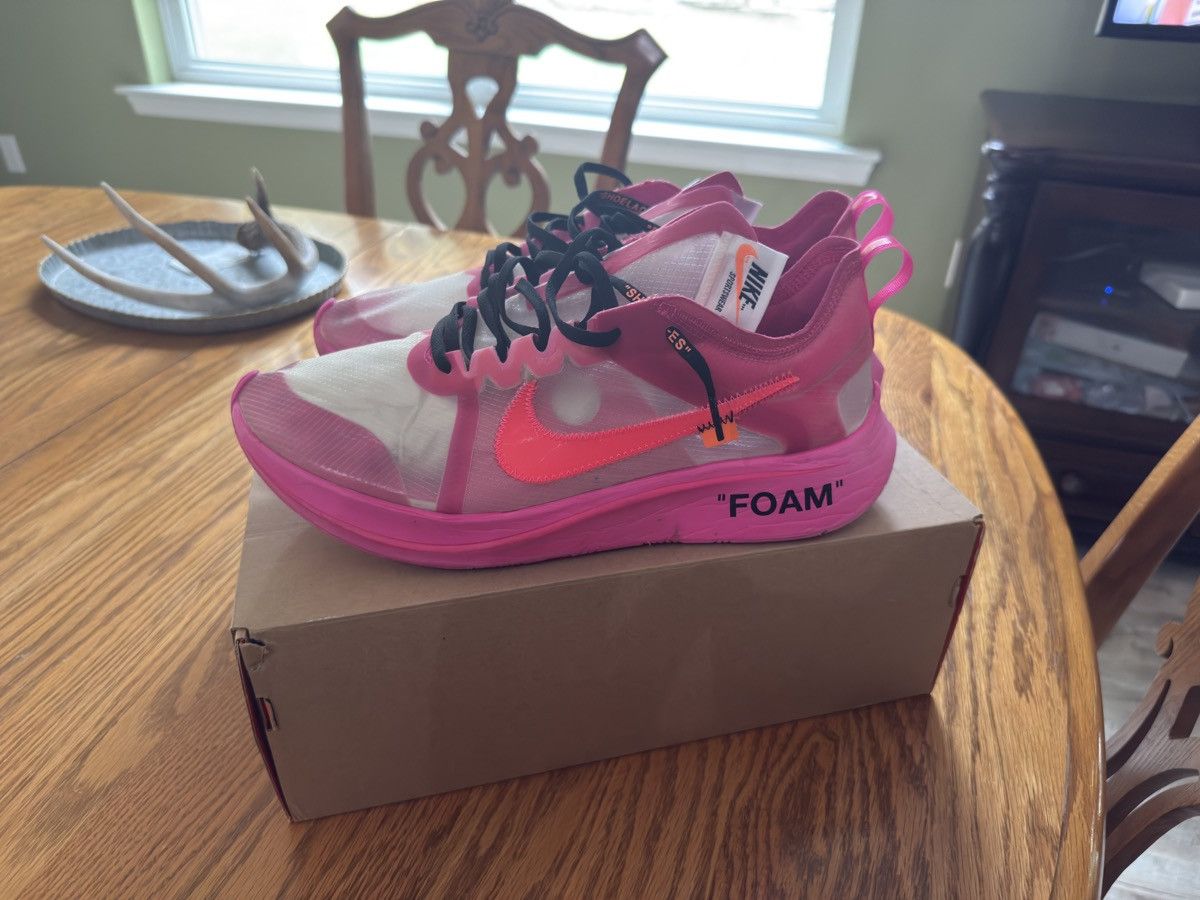 Nike × Off-White Pink tulip off white zoom fly Size US 12 / EU 45 - 2 Thumbnail