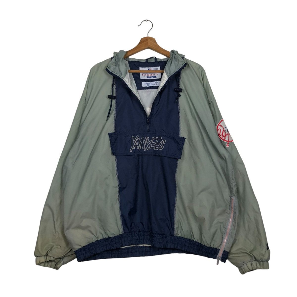 New York Yankees 🔥VINTAGE LIGHT JACKET ANORAK PULL OVER STARTER NY YANKEES Size US L / EU 52-54 / 3 - 17 Thumbnail