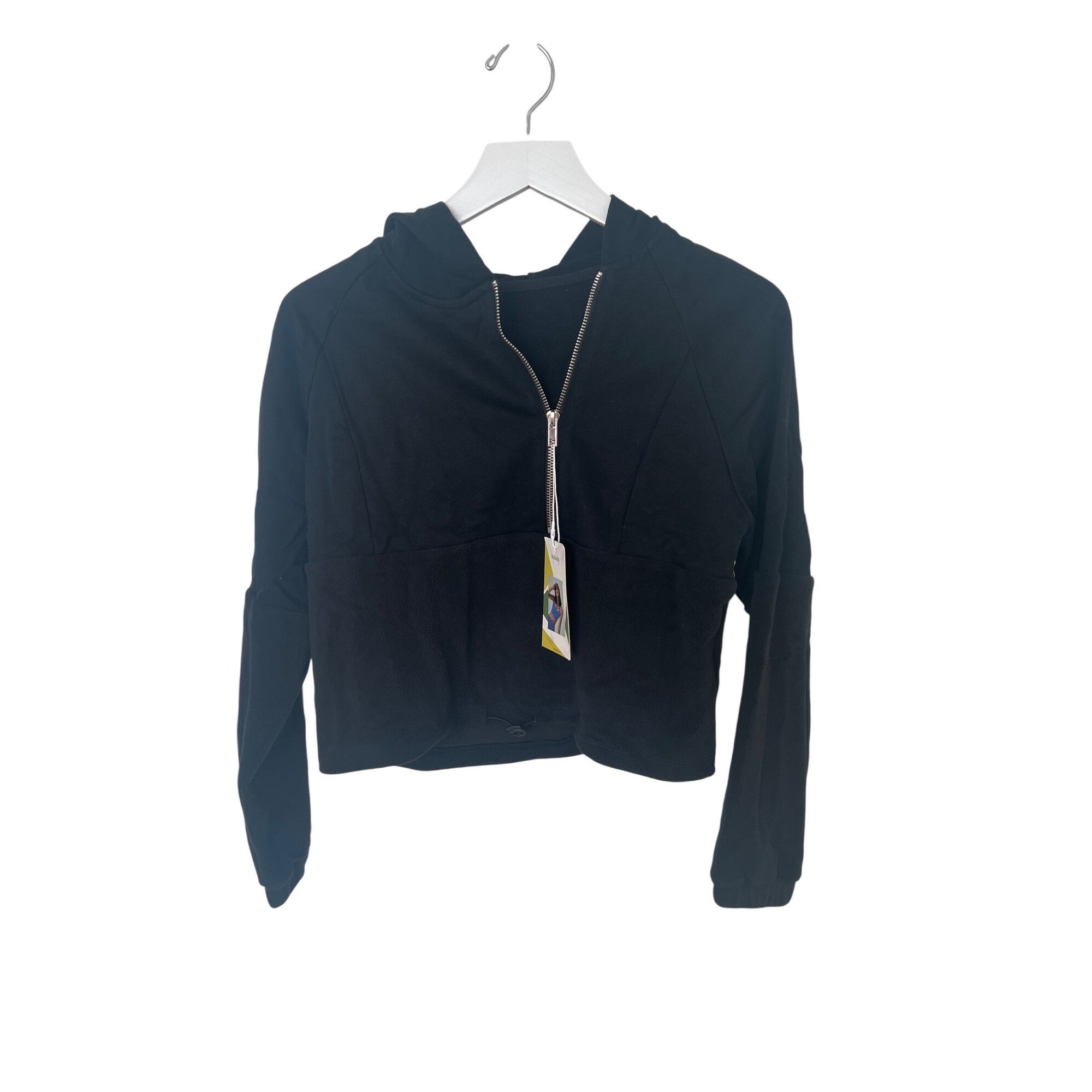 Other Halara Black Hoodie Crop Top Half-Zip Design Size XS / US 0-2 / IT 36-38 - 1 Thumbnail
