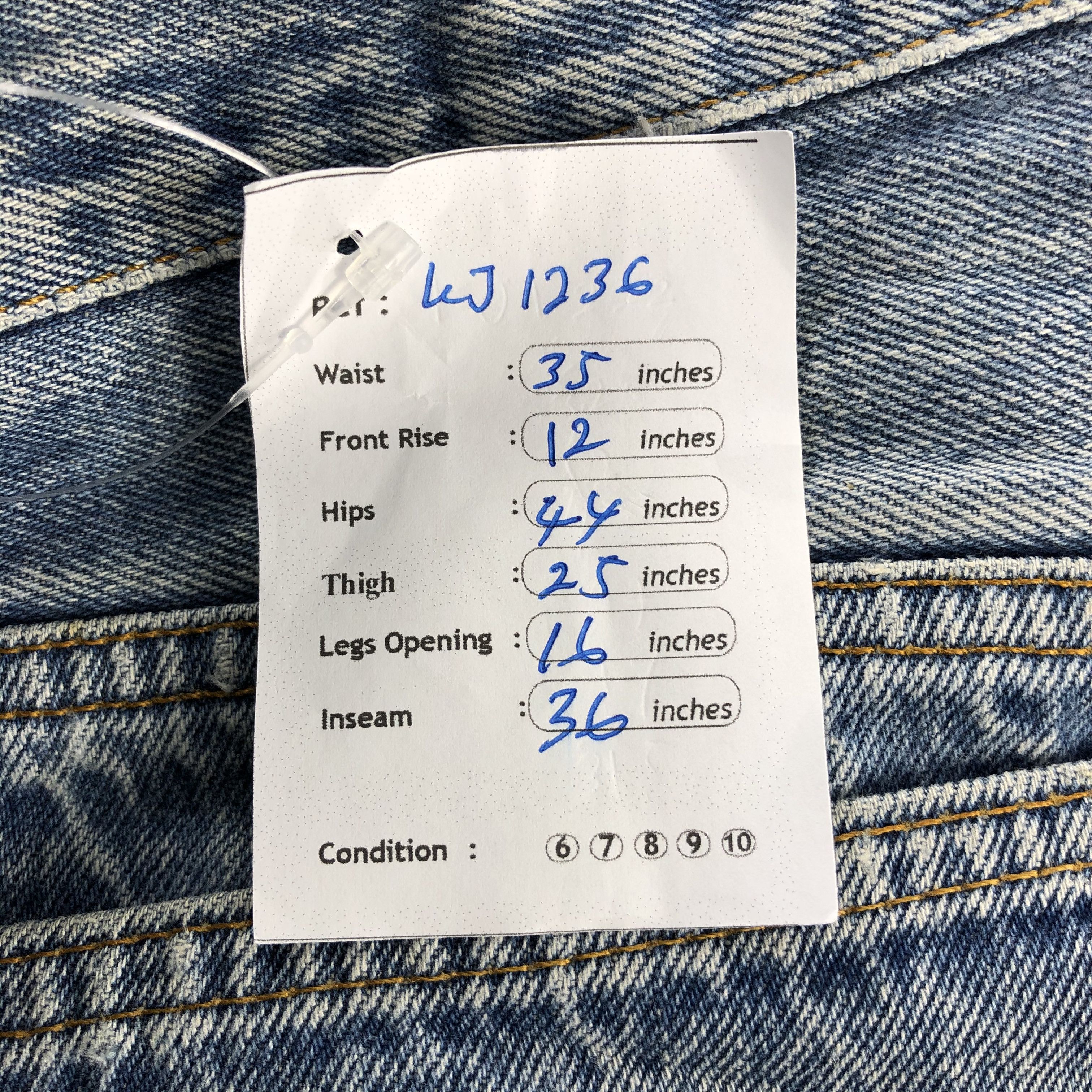 Levi's Vintage Levis 501 Jeans Stone Wash Distres Denim KJ1236 Size US 35 - 12 Thumbnail