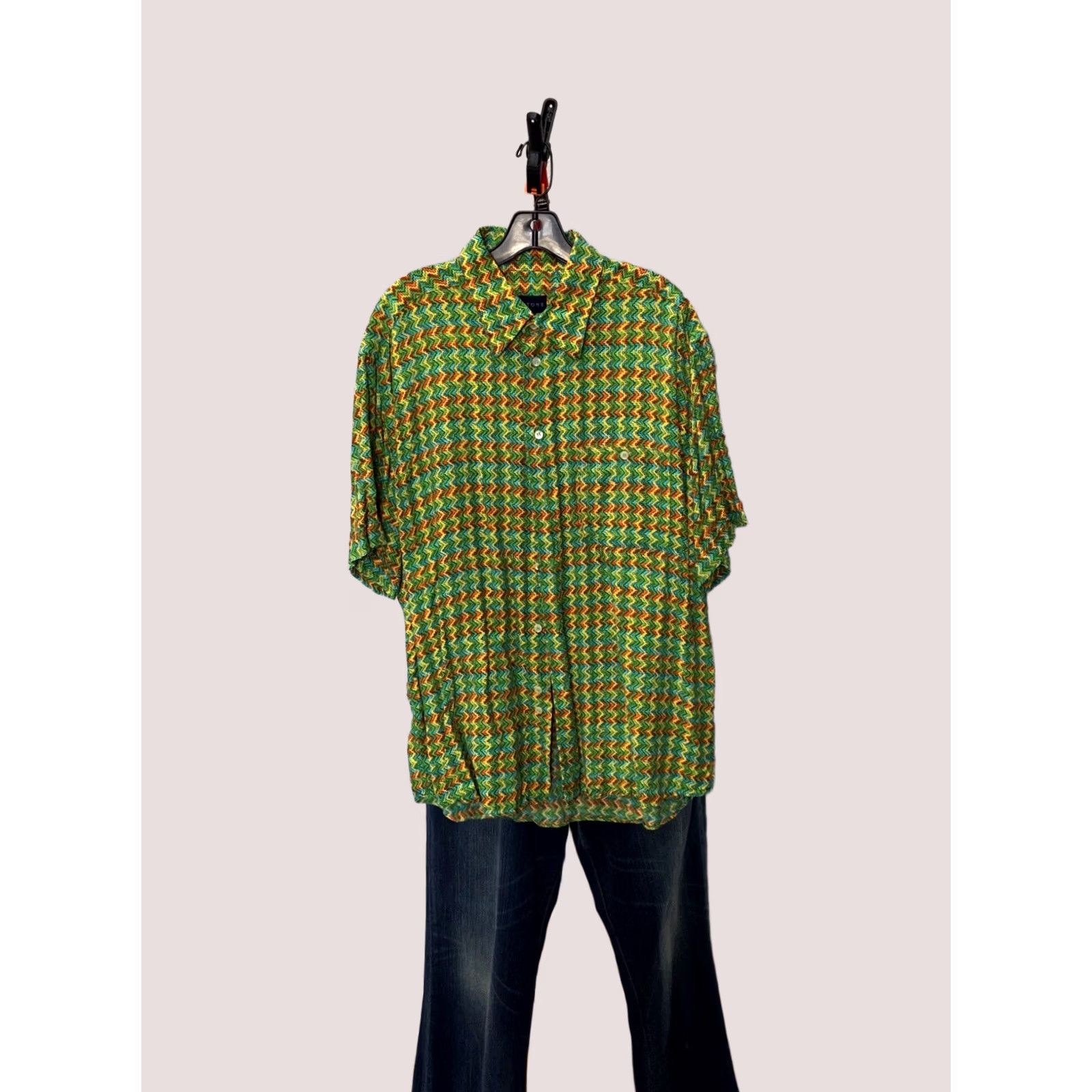 Vintage Bertone Shirt XL Extra Large WILD Geometric Germany CAMP Short Sleeve Button-Up Men Length 34 Sharp Size US XL / EU 56 / 4 - 1 Thumbnail