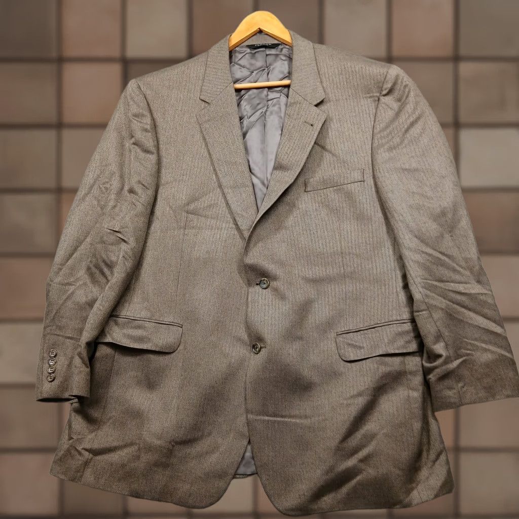 Jos. A. Bank Jos A Bank Signature Collection Blazer Men 48L Brown Silk Camelhair Herringbone Two-Button Notch Lapel Jacket Size 48R - 1 Thumbnail