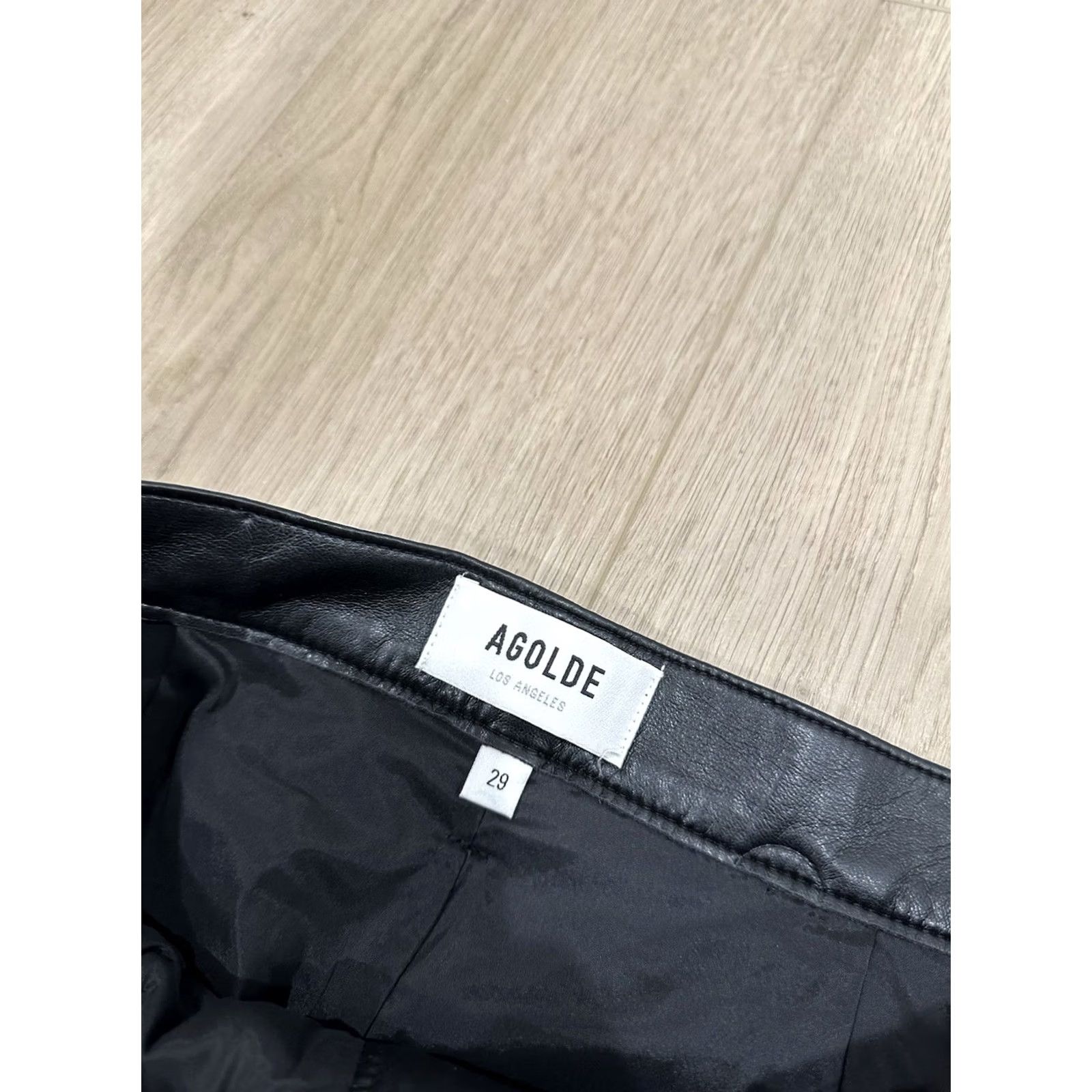 Agolde AGOLDE Black Recycled Leather 90's Pinch Waist Detox Jeans Trousers 29 Size 29" - 7 Thumbnail