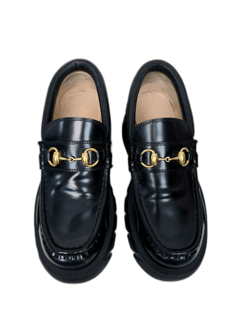 Gucci Leather Loafers Size 36.5 Shoes-2505 in Black, Women's