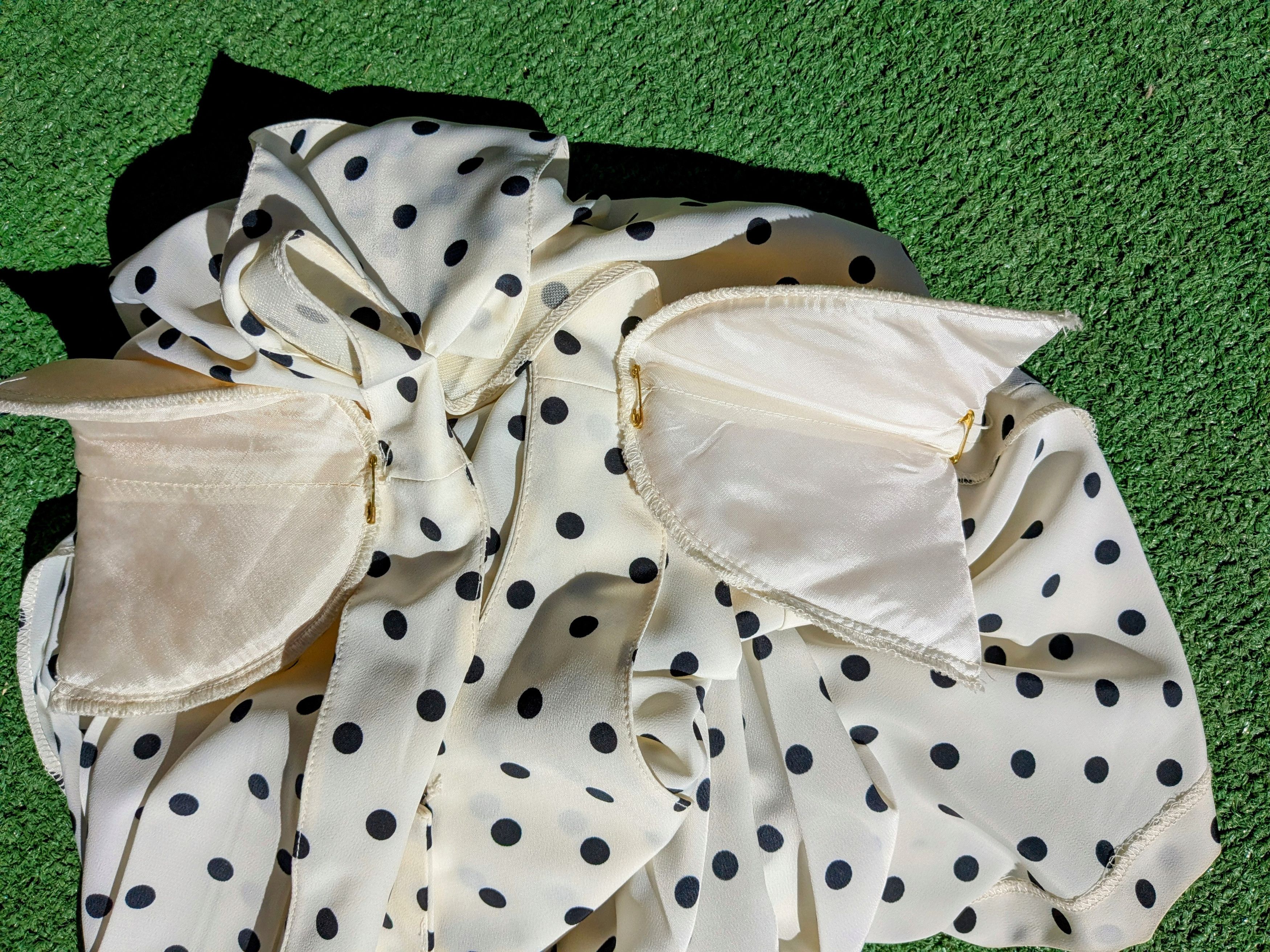 Vintage 1980 Original Fashion Retro Polka Dot 2pc Blouse & Skirt Set Size M / US 6-8 / IT 42-44 - 8 Thumbnail
