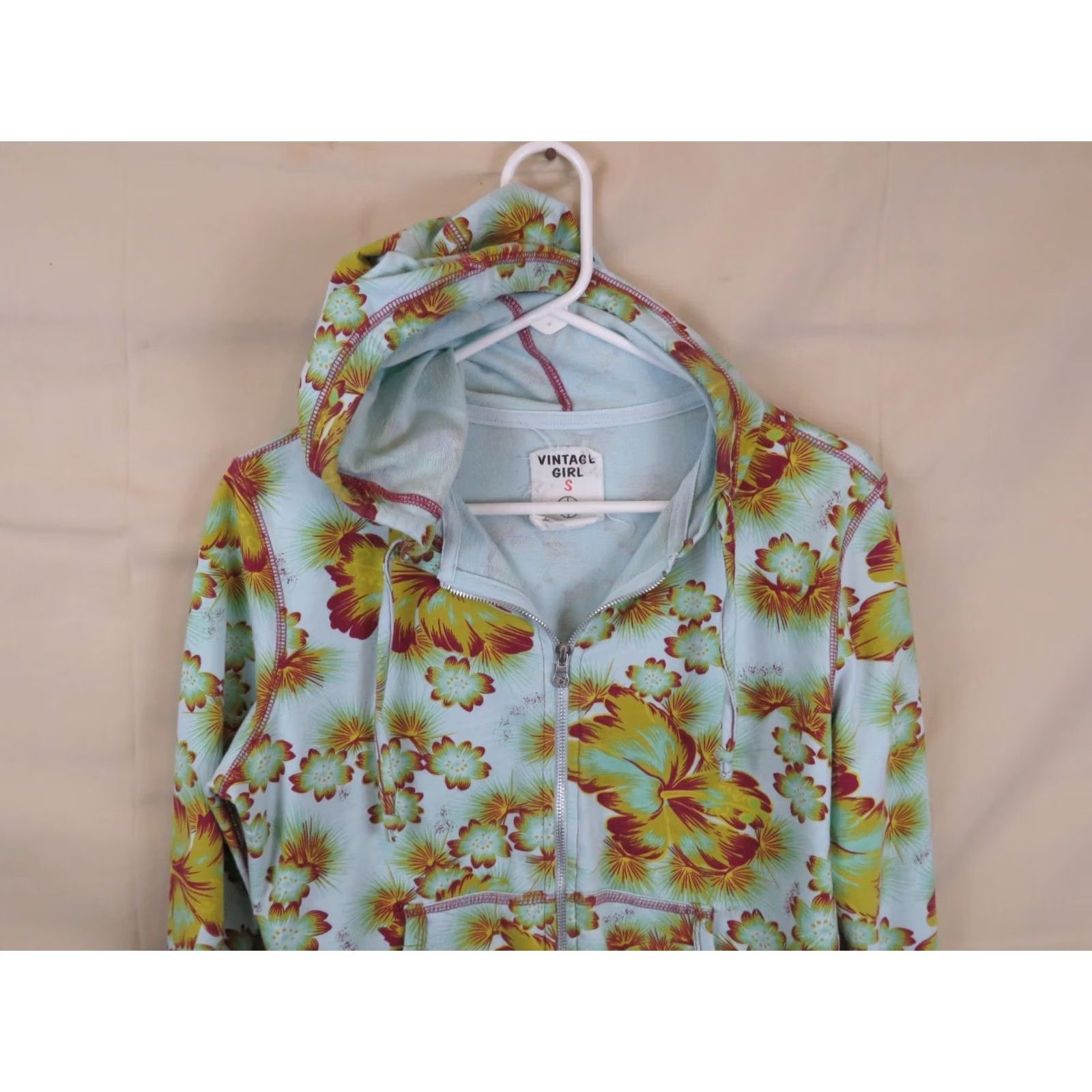 Vintage VINTAGE Girl Yellowstone Park 70s Blue Floral Zip-Front Hoodie Women’s Size S Slim? (no, must use original info) Size L / US 10 / IT 46 - 3 Thumbnail