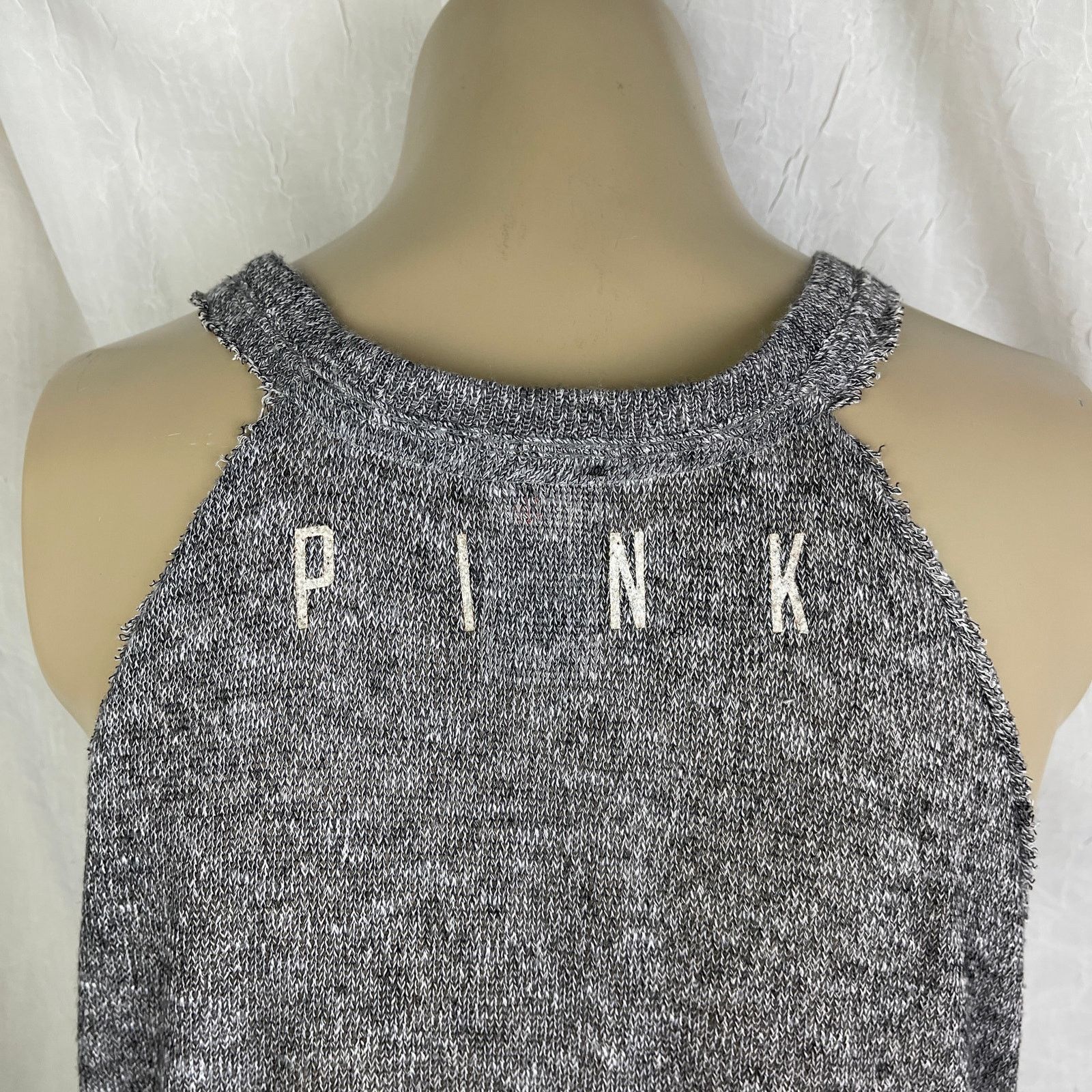 Pink Victoria’s Secret PINK Gray Slouchy Sheer Tank Top Sequins Size M / US 6-8 / IT 42-44 - 10 Thumbnail