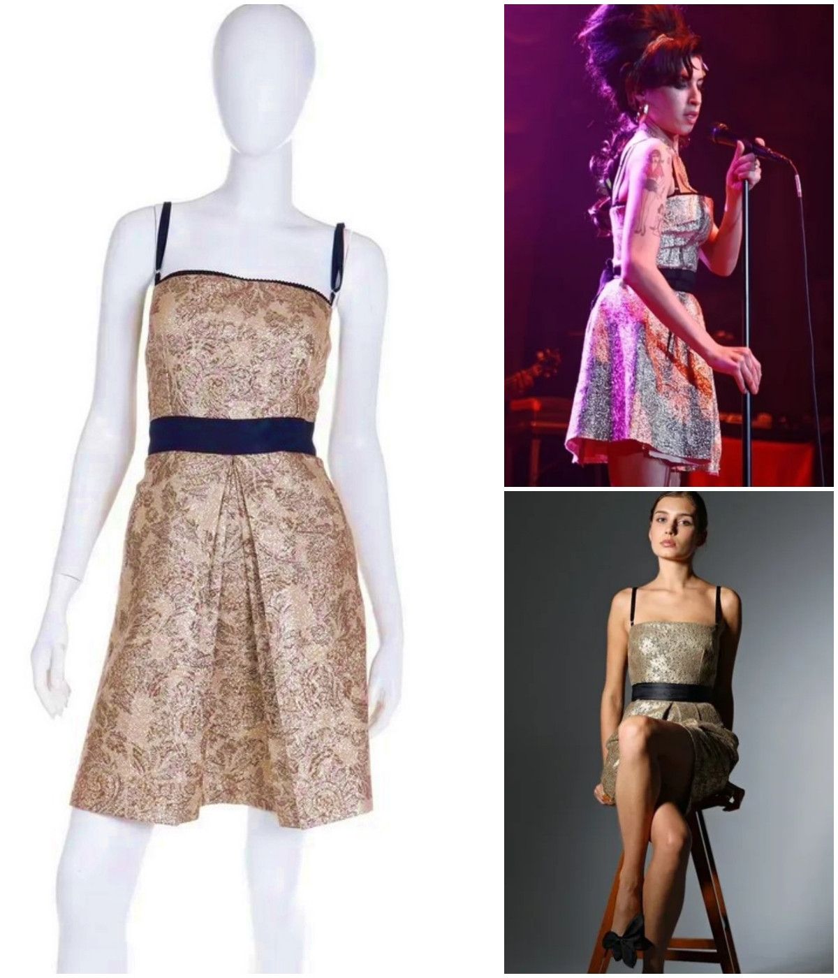 Dolce & Gabbana Dolce & Gabbana Gold Floral Gold Amy Winehouse Gown Dress Size M / US 6-8 / IT 42-44 - 1 Thumbnail