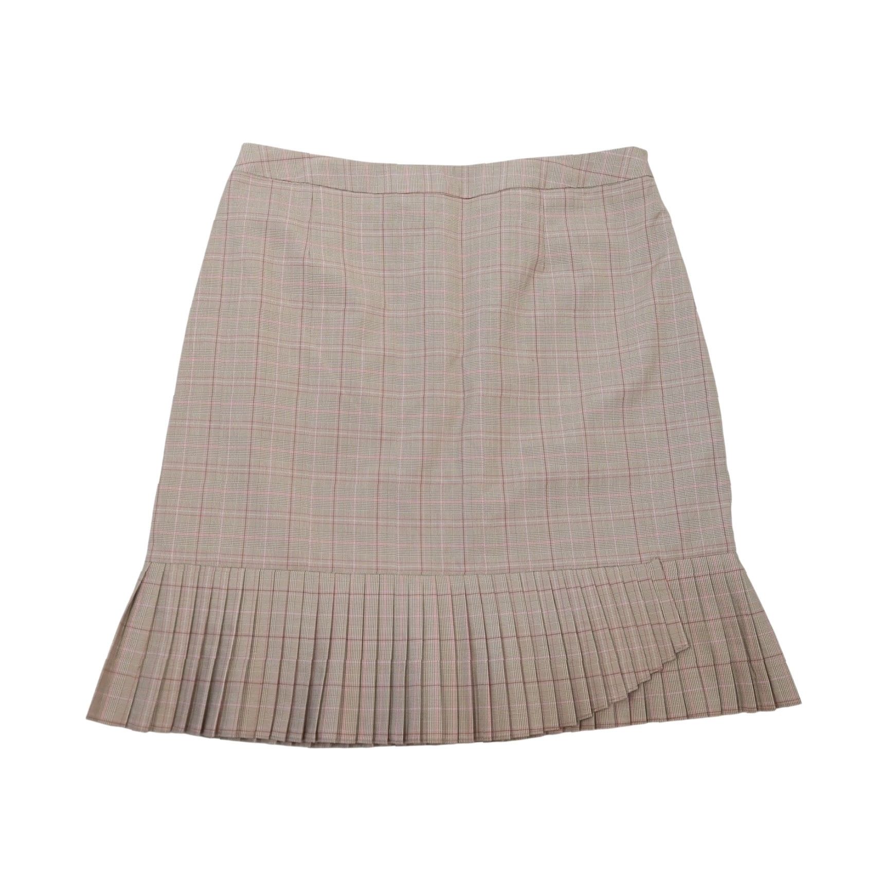Pinko VINTAGE Versailles Plaid Pleated Knee Length Skirt 12 Women Tan Pink High Rise Spring Fall Summer Casual Workwear Skirt Size 34" / US 12 / IT 48 - 3 Thumbnail