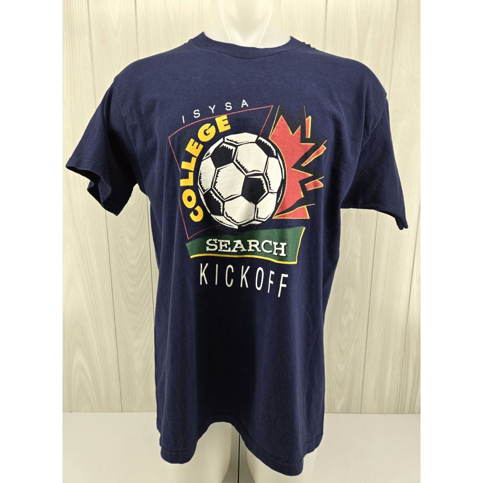 Fruit Of The Loom VINTAGE Fruit of the Loom Soccer T-Shirt Mens XL Navy ISYSA College Search Kickoff Shirt Size US XL / EU 56 / 4 - 2 Thumbnail