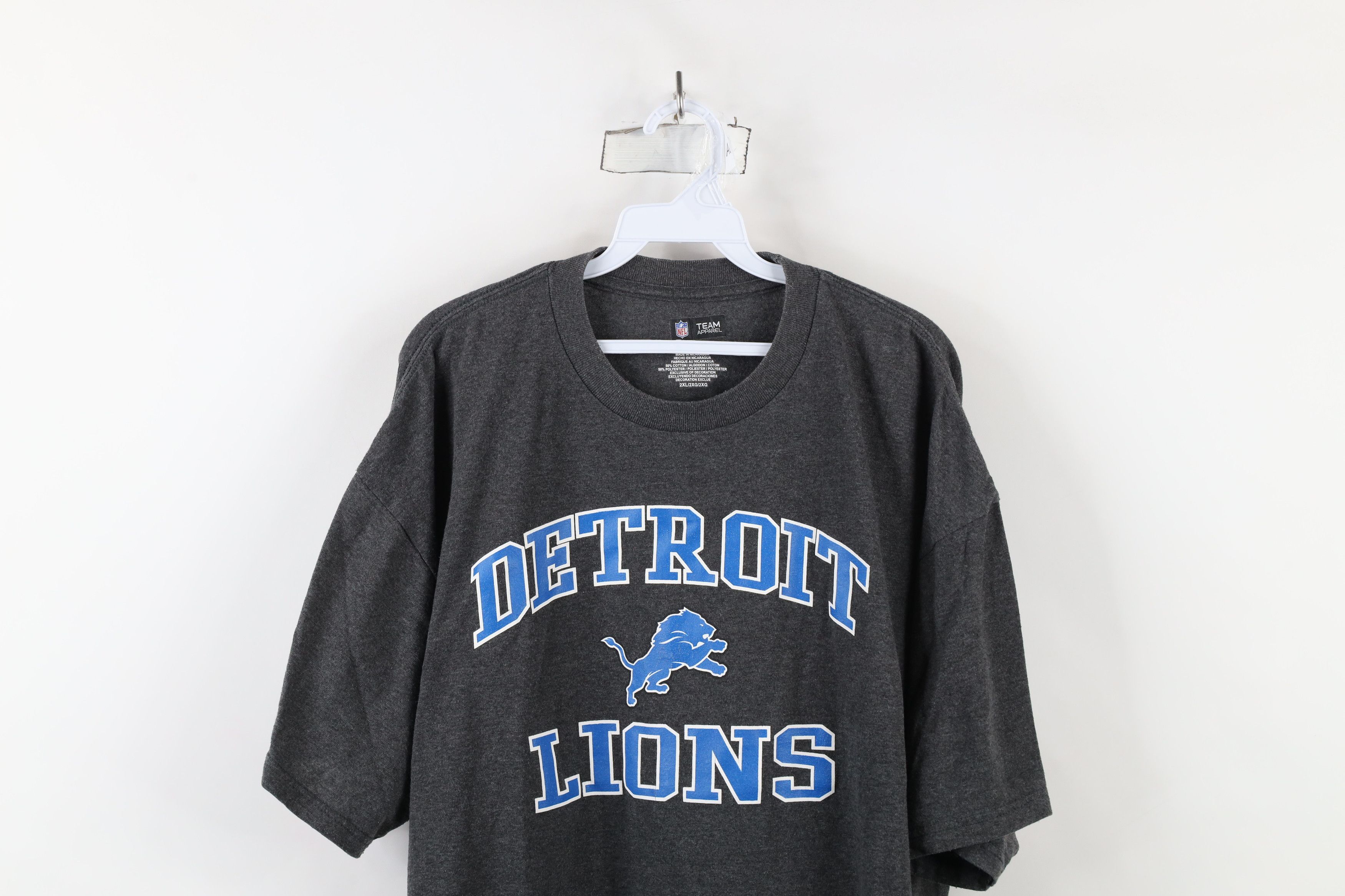 Vintage Vintage NFL Spell Out Detroit Lions Football T-Shirt Gray Size US XXL / EU 58 / 5 - 2 Thumbnail