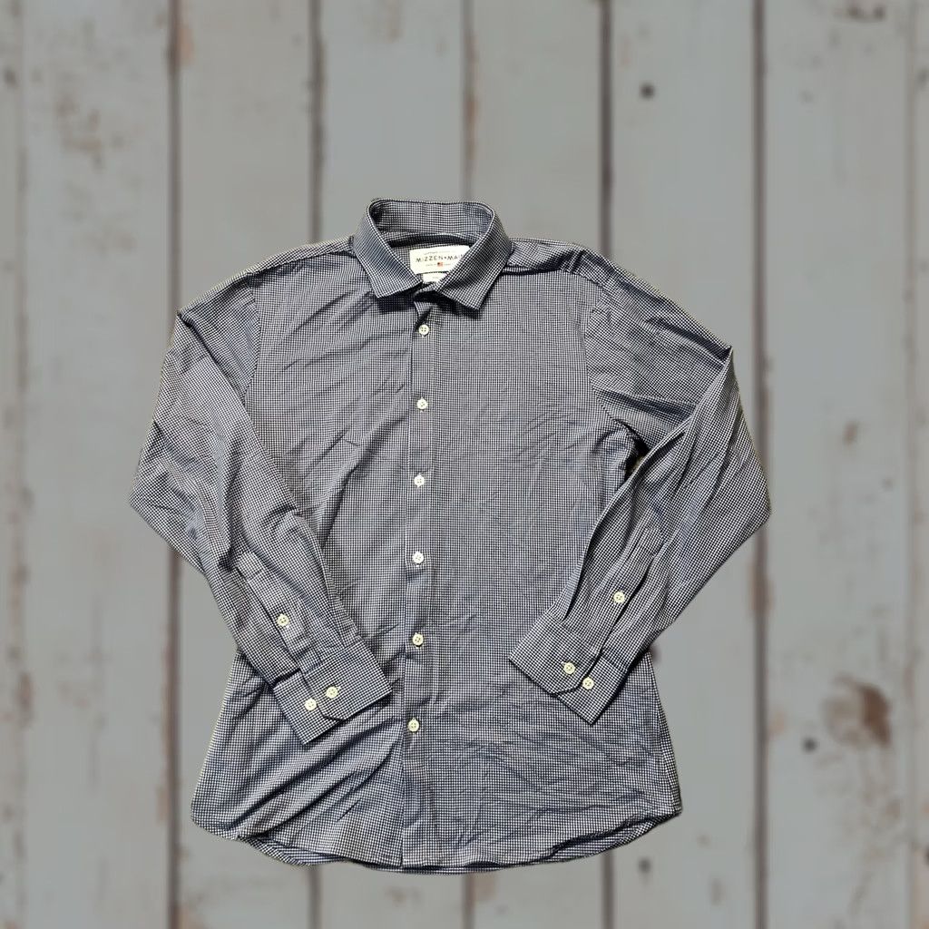 Mizzen+Main Mizzen+Main Shirt Mens Large Blue Gingham Spinnaker Trim Fit Dress Button Up Size 42R - 1 Thumbnail