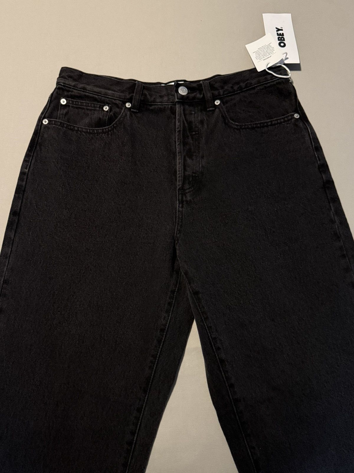 Obey OBEY Men’s Classic Baggy Denim Jeans Faded Black Brand New Size US 32 / EU 48 - 2 Thumbnail
