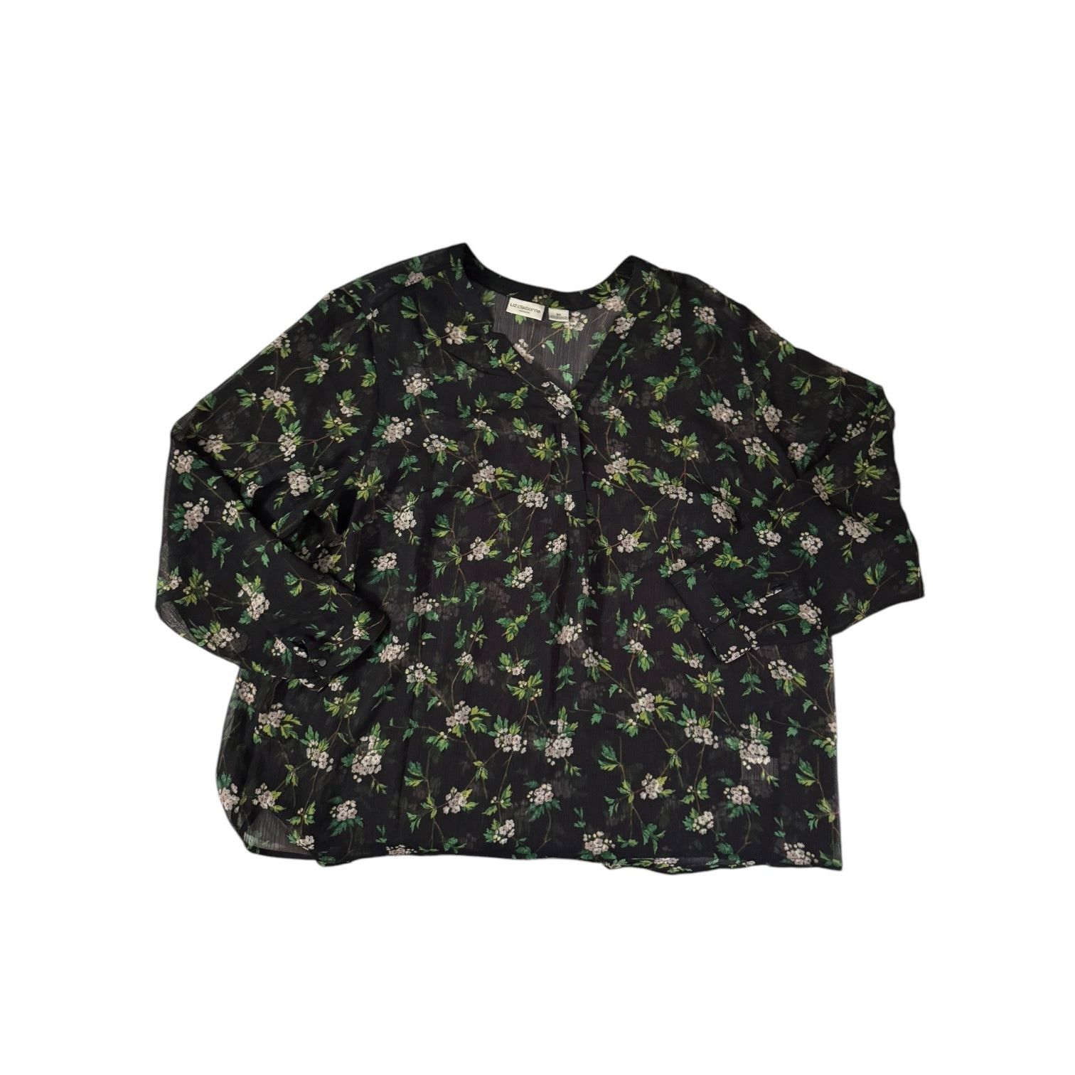 Other Liz Claiborne Women’s Dark Blue Sheer w/Floral Print Top 3XL Size 3XL / US 20-22 - 1 Thumbnail