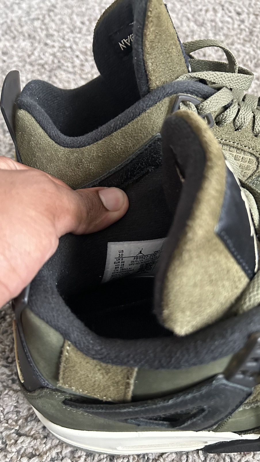 Jordan Brand air jordan 4 retro craft olive Size US 10.5 / EU 43-44 - 8 Thumbnail