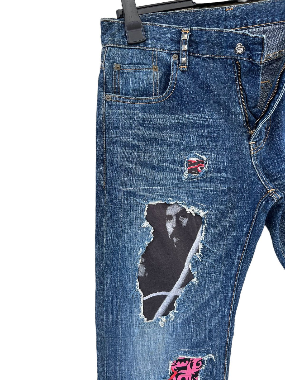Vintage ALLY & DIA Japan Ripped Patchwork Rivets Denim Size US 31 - 8 Thumbnail